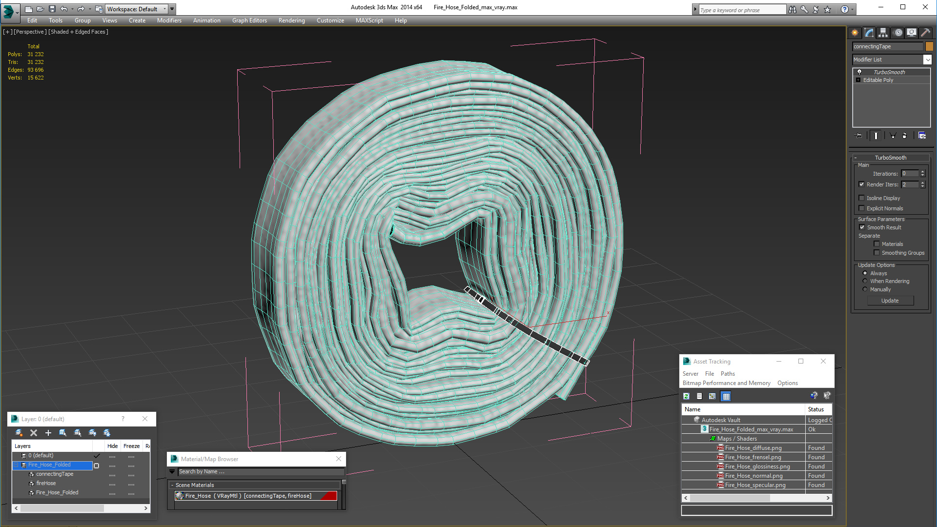 3D Fire Hose Folded