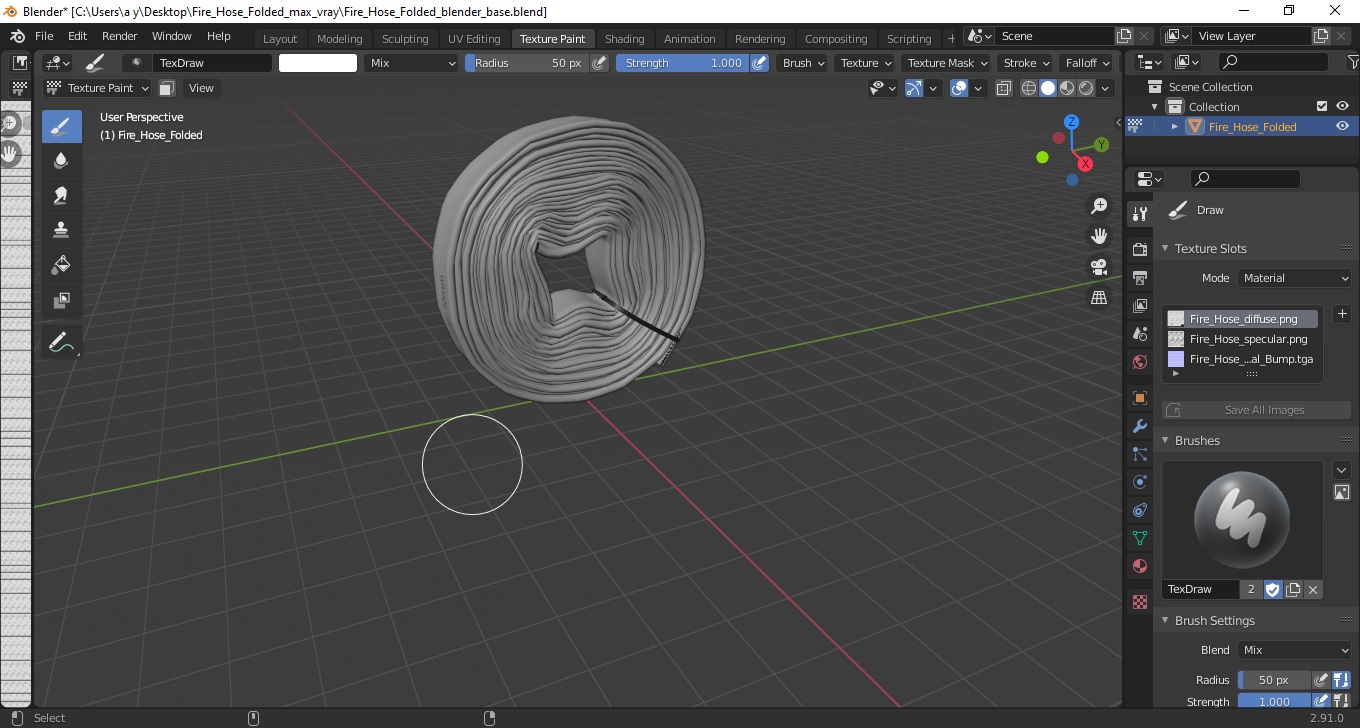 3D Fire Hose Folded