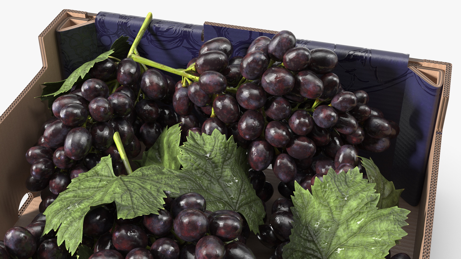 Black Grapes in Corrugated Organic Produce Box, view 6