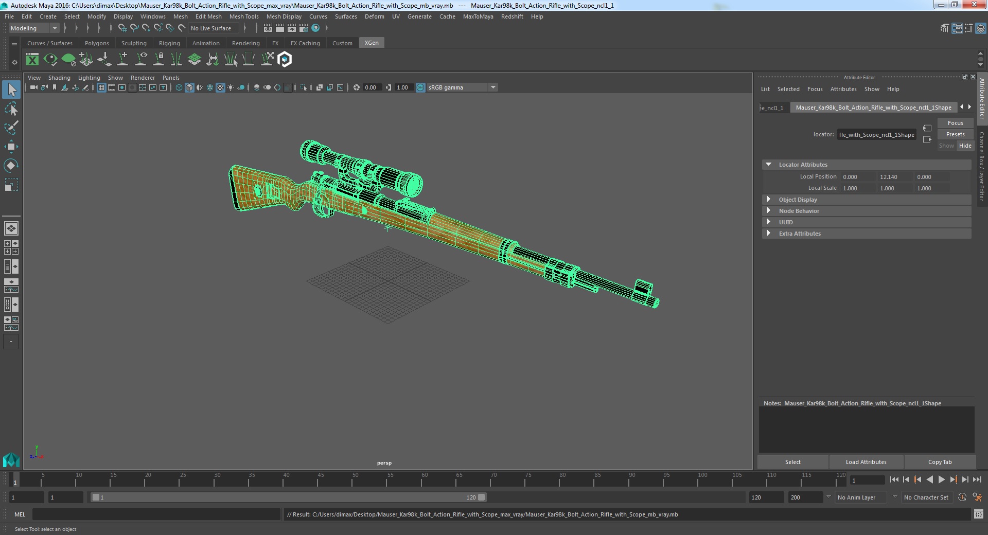 Mauser Kar98k Bolt Action Rifle with Scope 3D