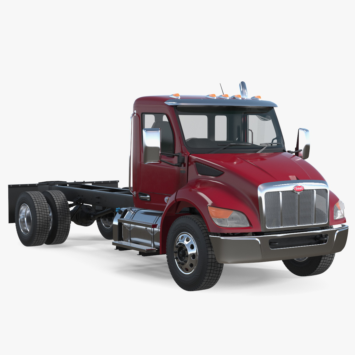 Red Truck Peterbilt 537 Rigged for Cinema 4D 3D model
