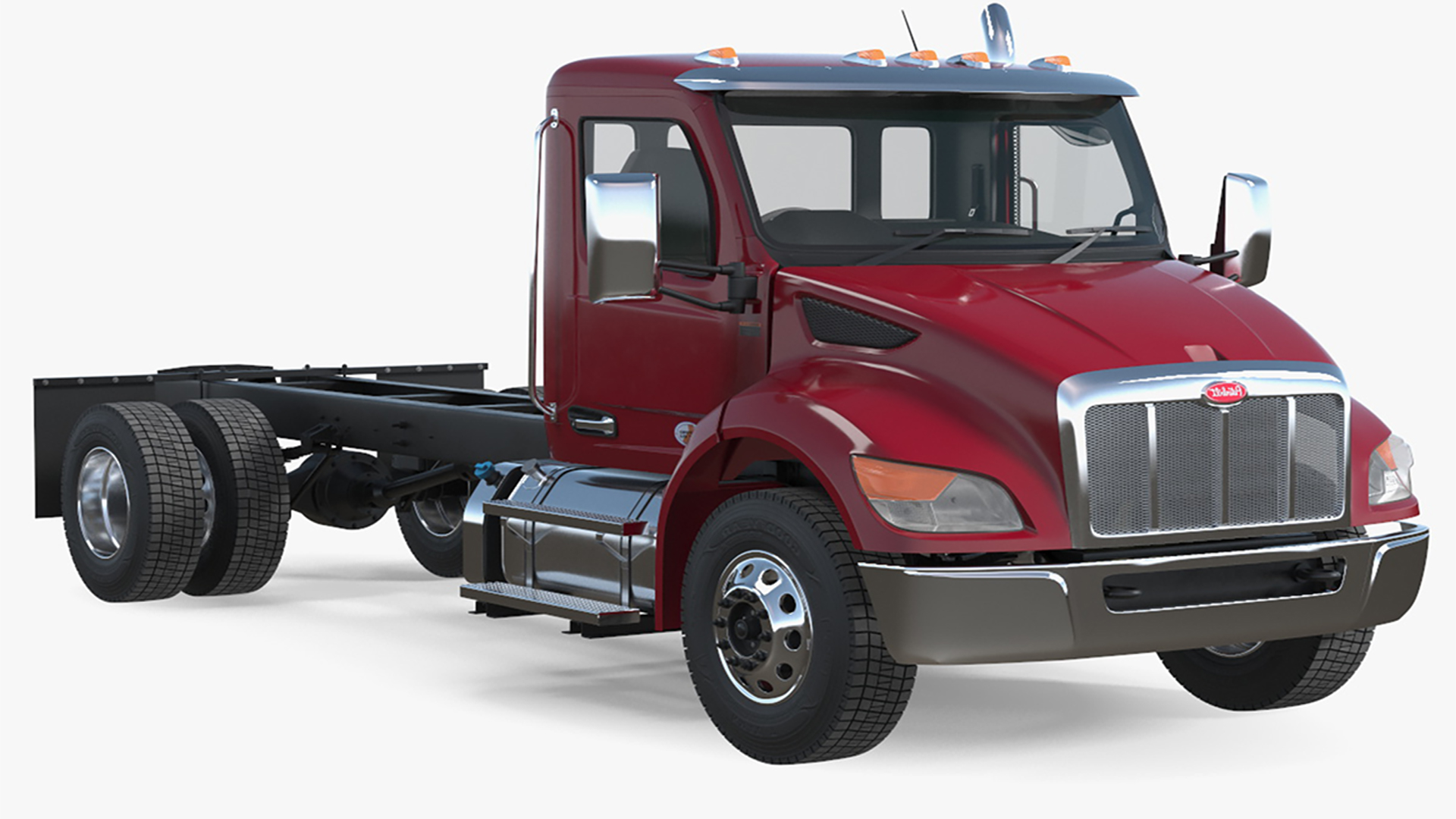 Red Truck Peterbilt 537 Rigged for Cinema 4D 3D model