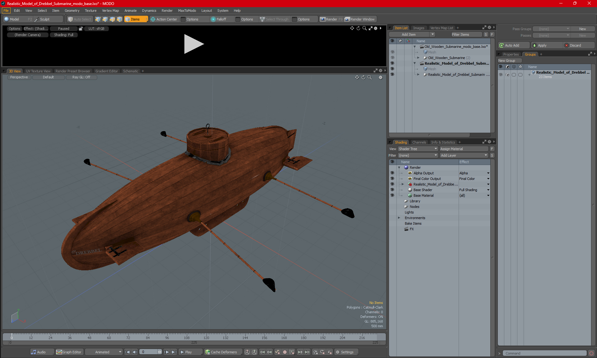 3D Realistic Model of Drebbel Submarine