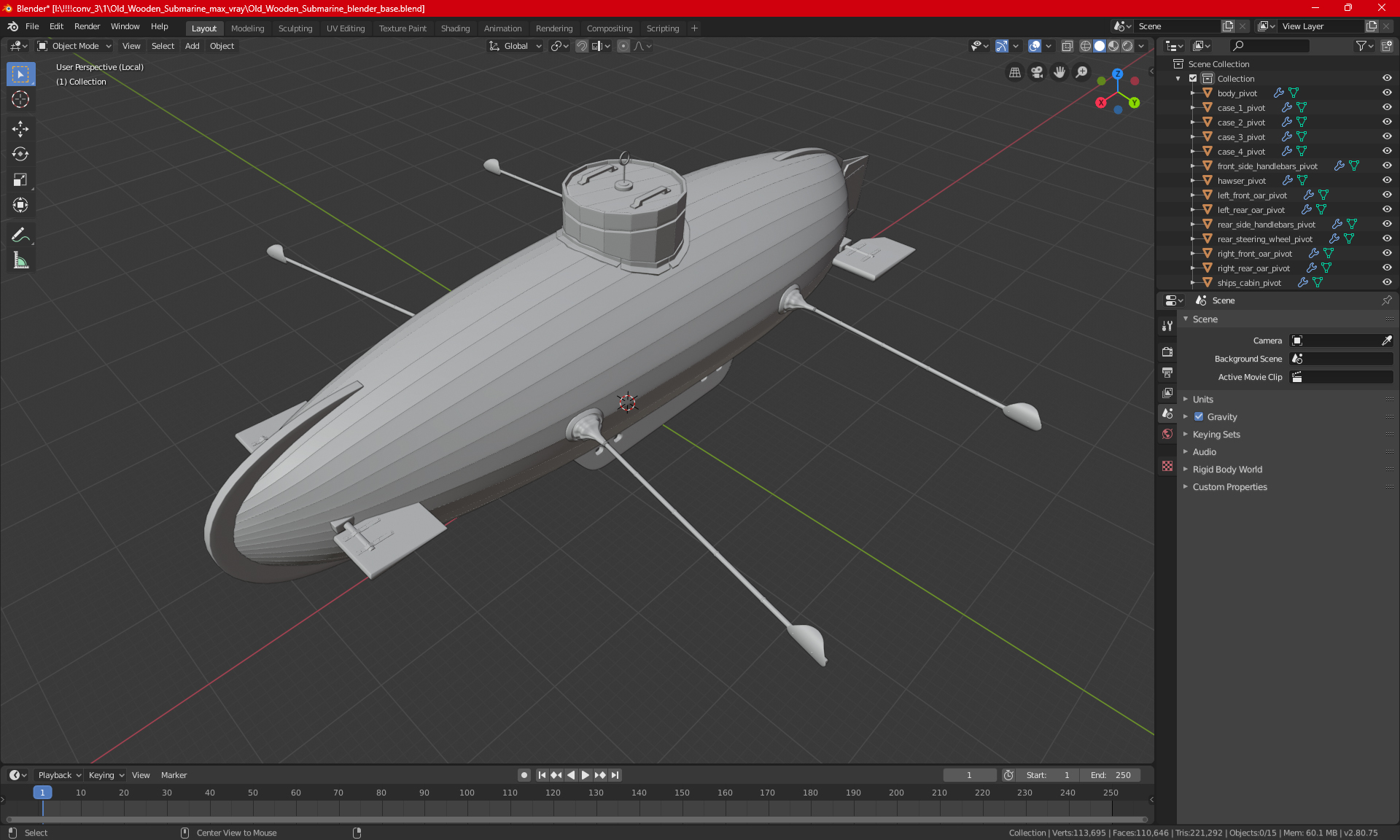 3D Realistic Model of Drebbel Submarine