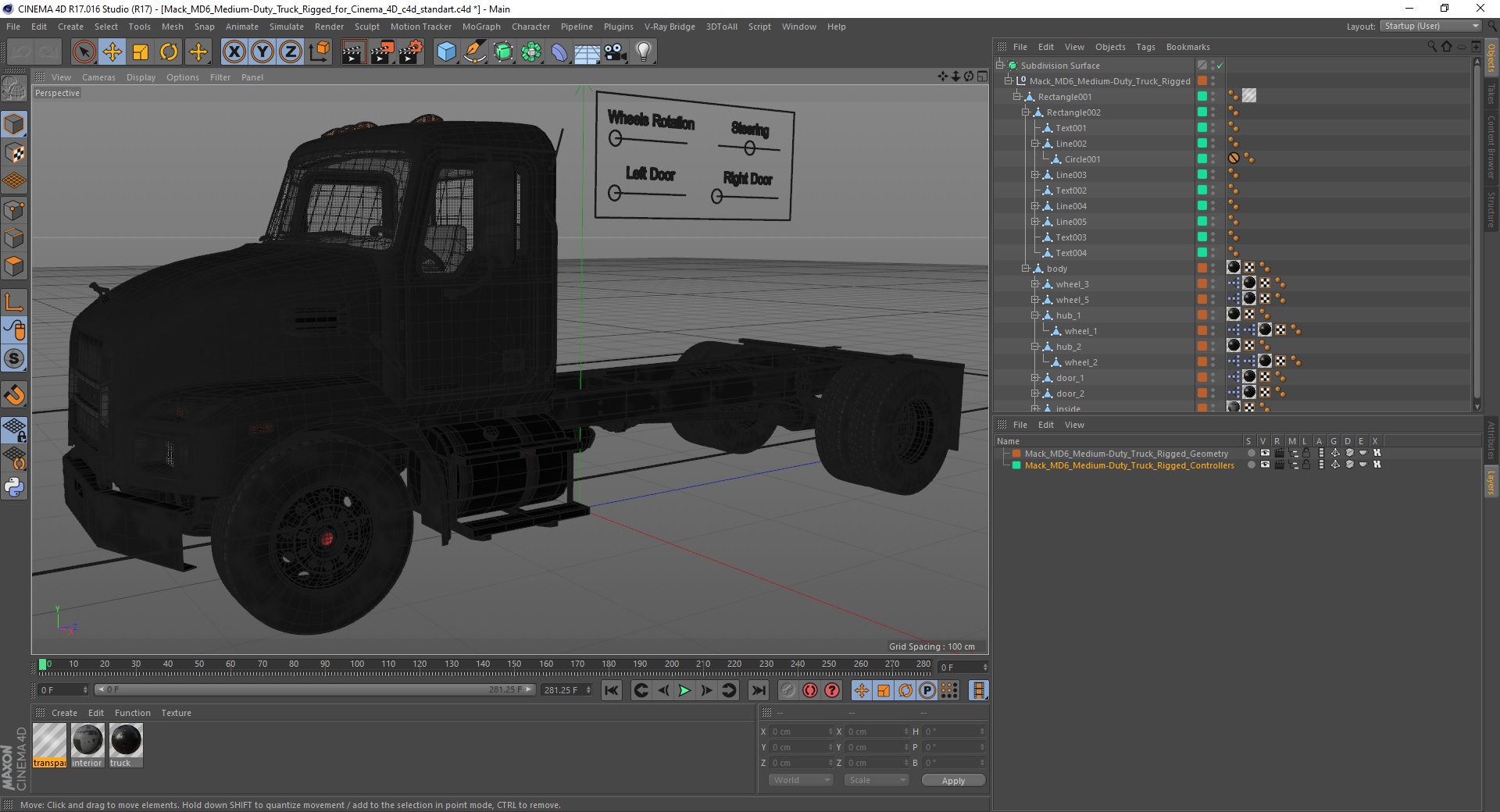 Mack MD6 Medium-Duty Truck Rigged for Cinema 4D 3D