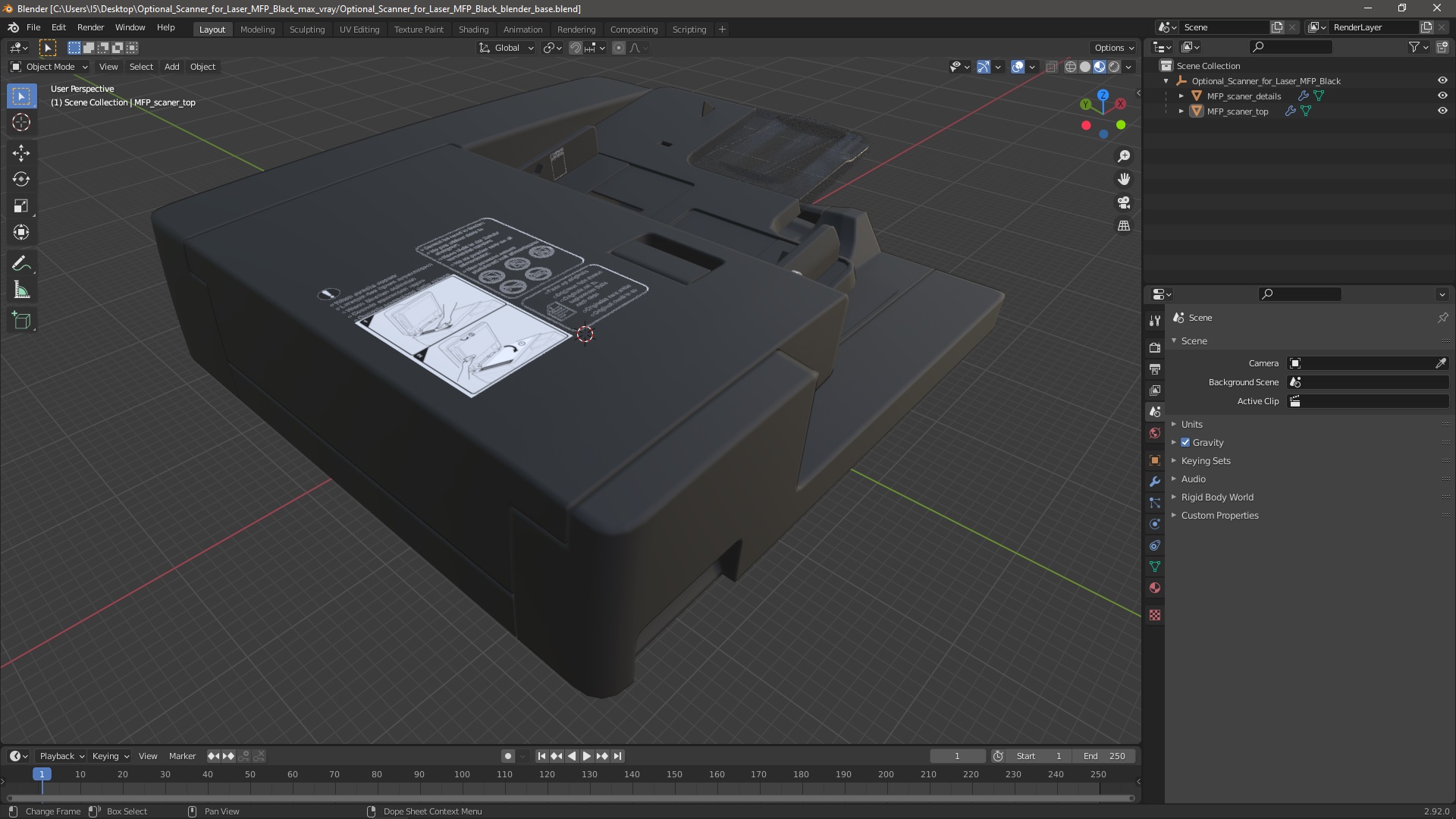 3D Optional Scanner for Laser MFP Black