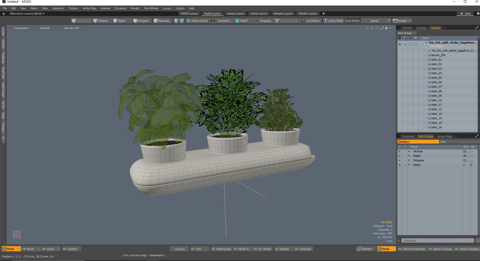 Trio Pot with Herbs Sagaform White 3D model