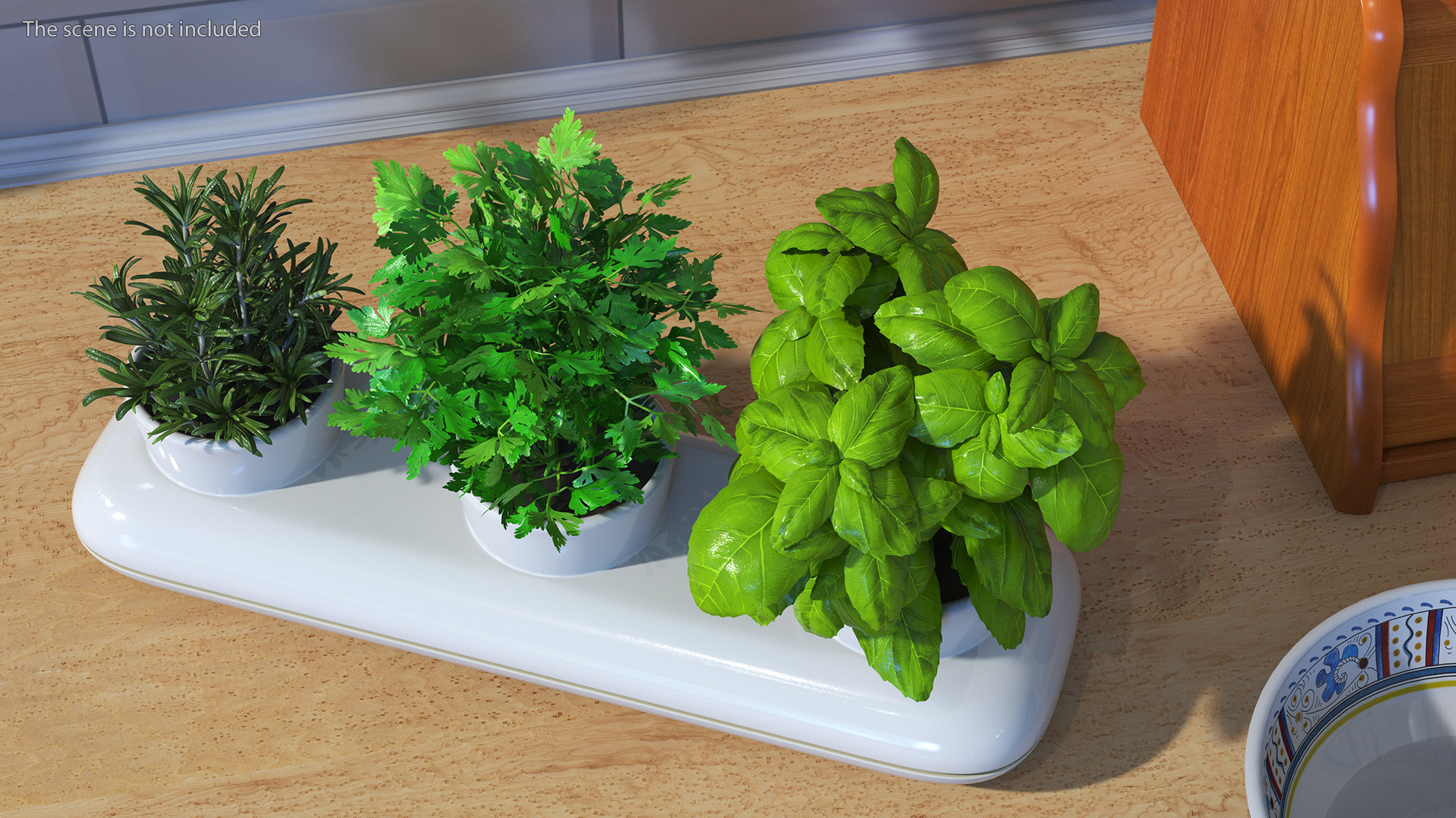 Trio Pot with Herbs Sagaform White 3D model