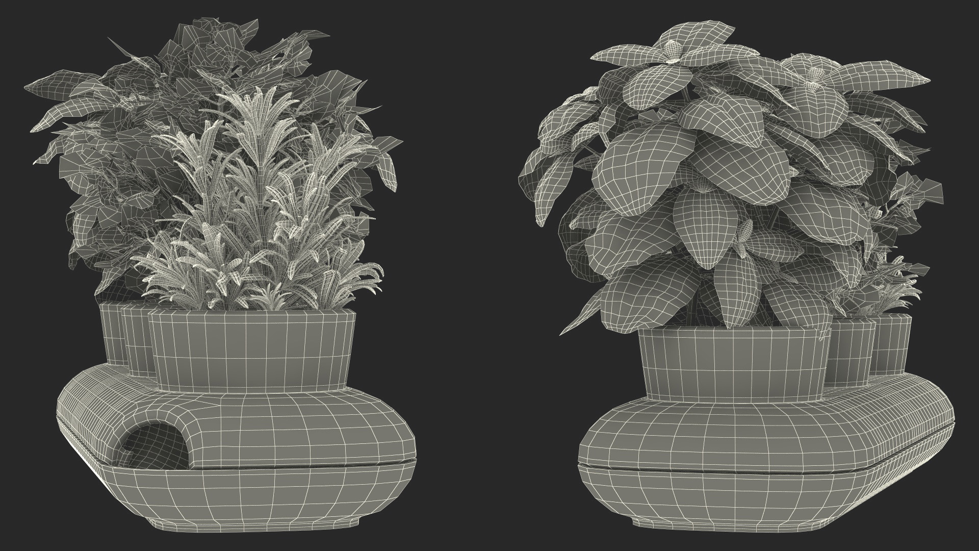 Trio Pot with Herbs Sagaform White 3D model