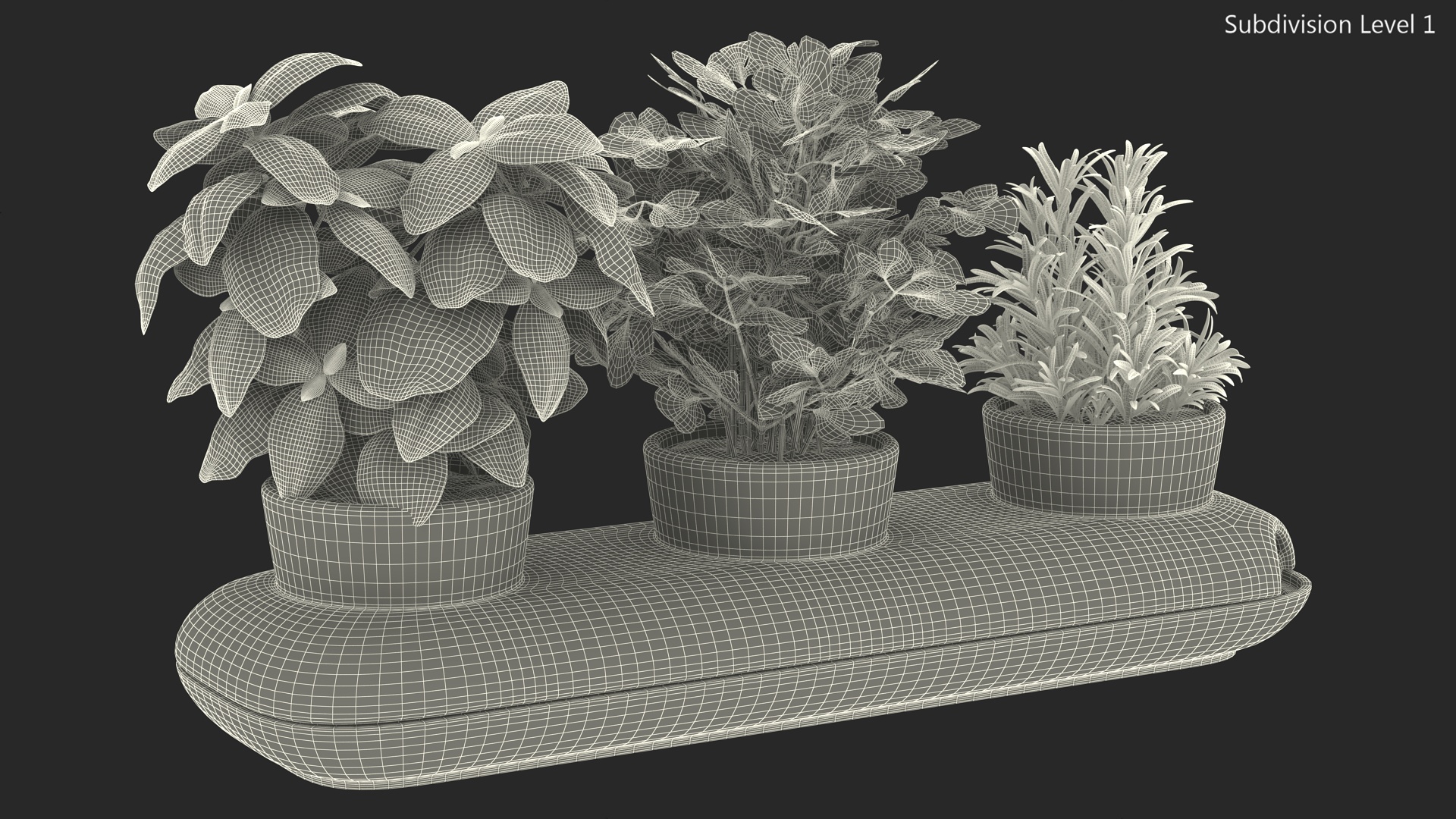 Trio Pot with Herbs Sagaform White 3D model