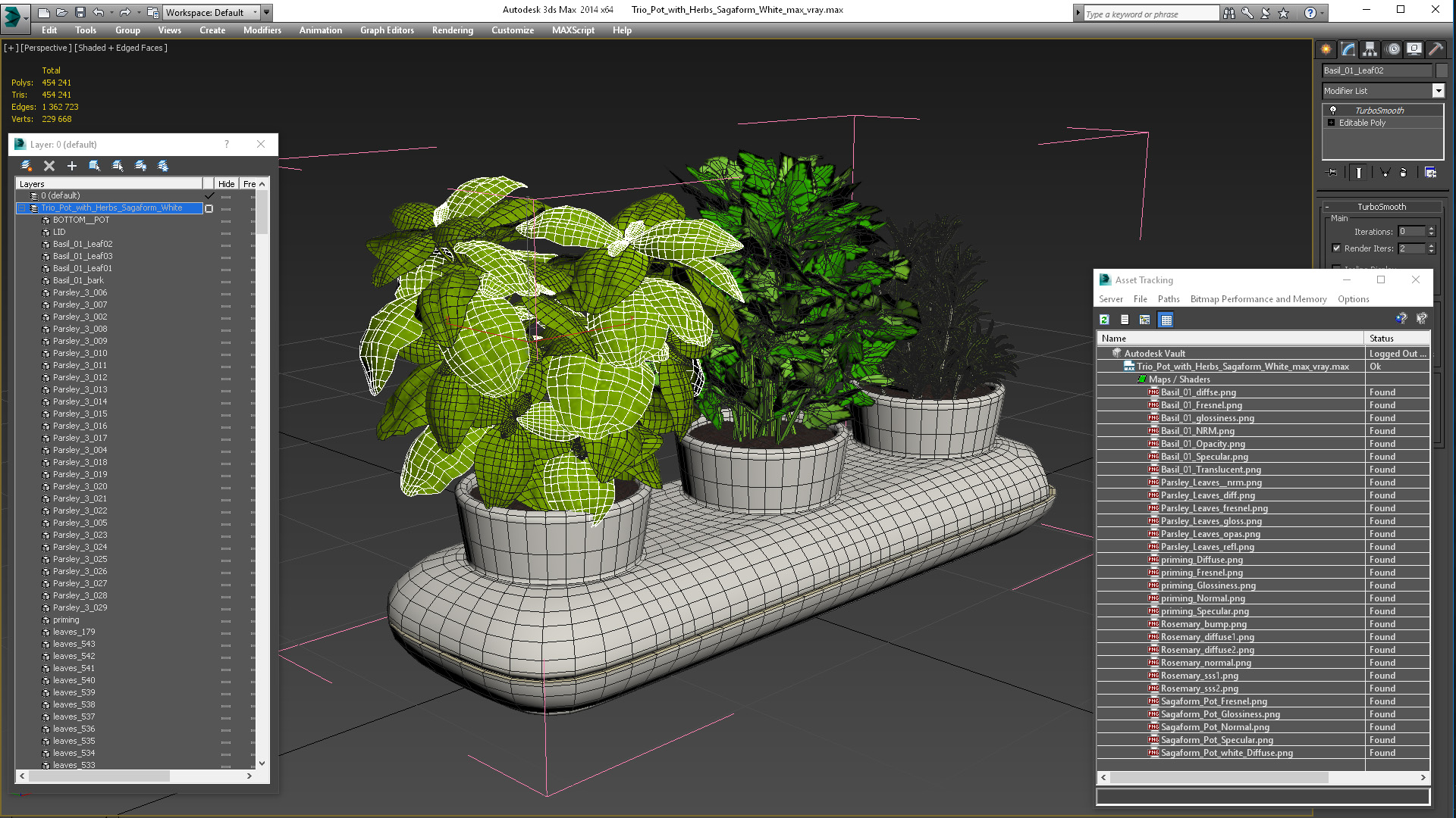 Trio Pot with Herbs Sagaform White 3D model