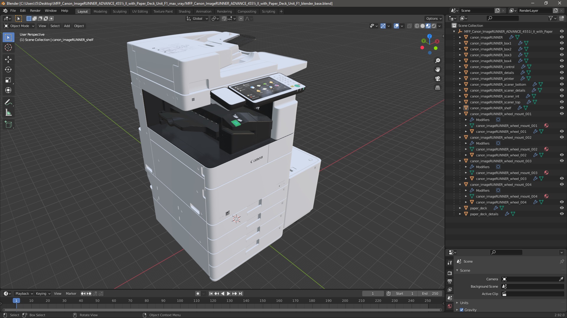 MFP Canon ImageRUNNER ADVANCE 4551i II with Paper Deck Unit F1 3D