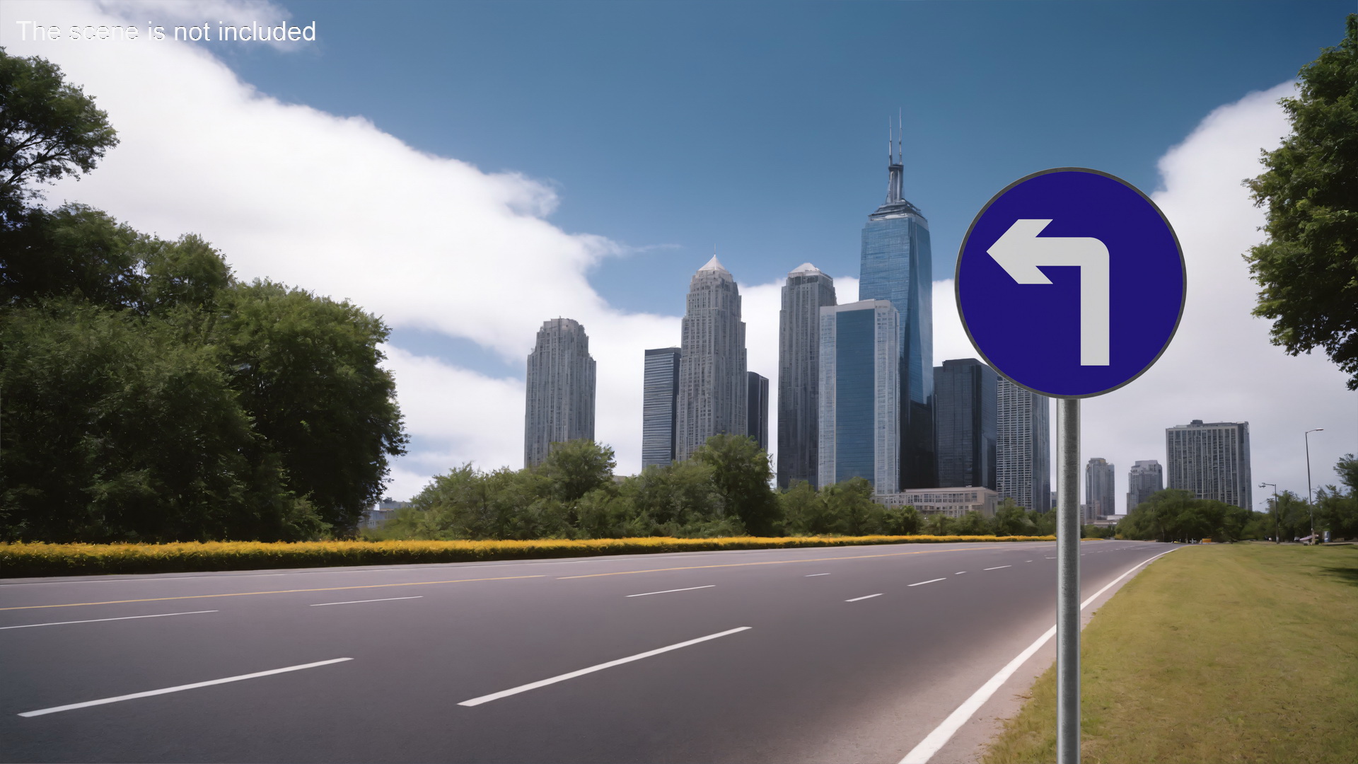 3D model Road Sign Turn Left Ahead