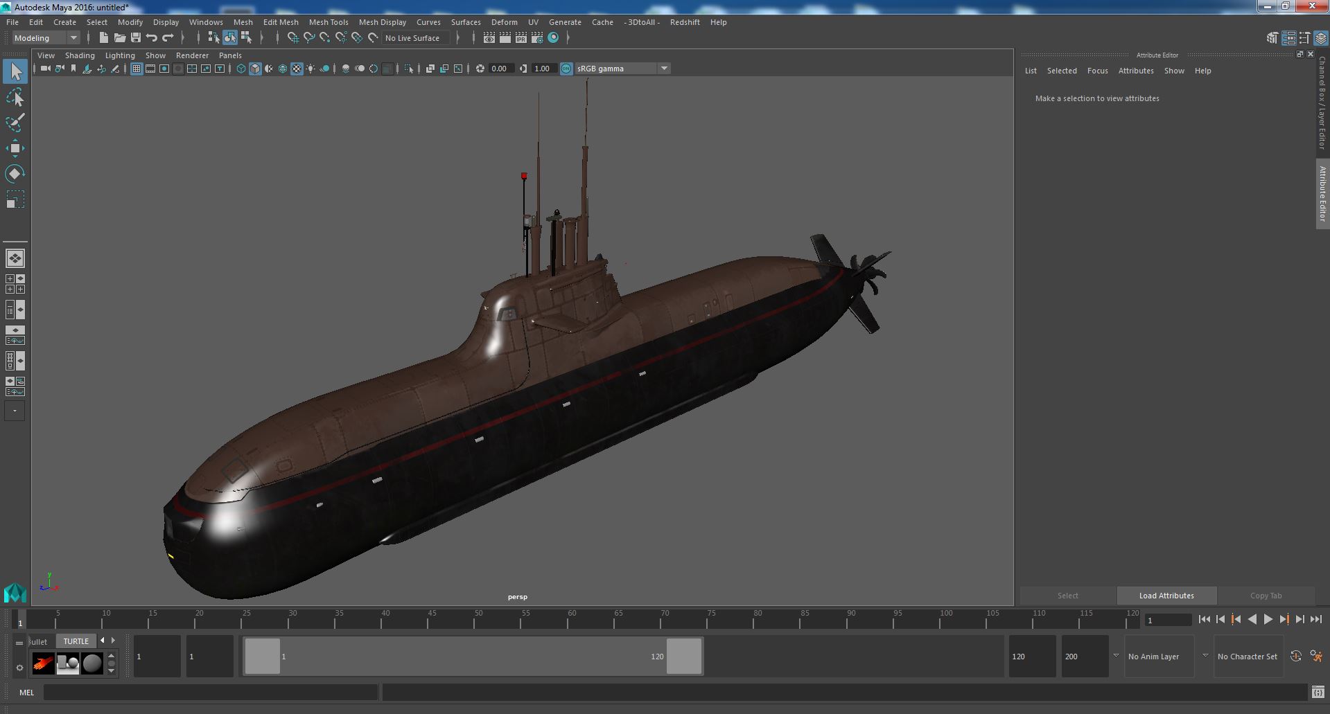 3D HDW Class 212A Submarine Wet model