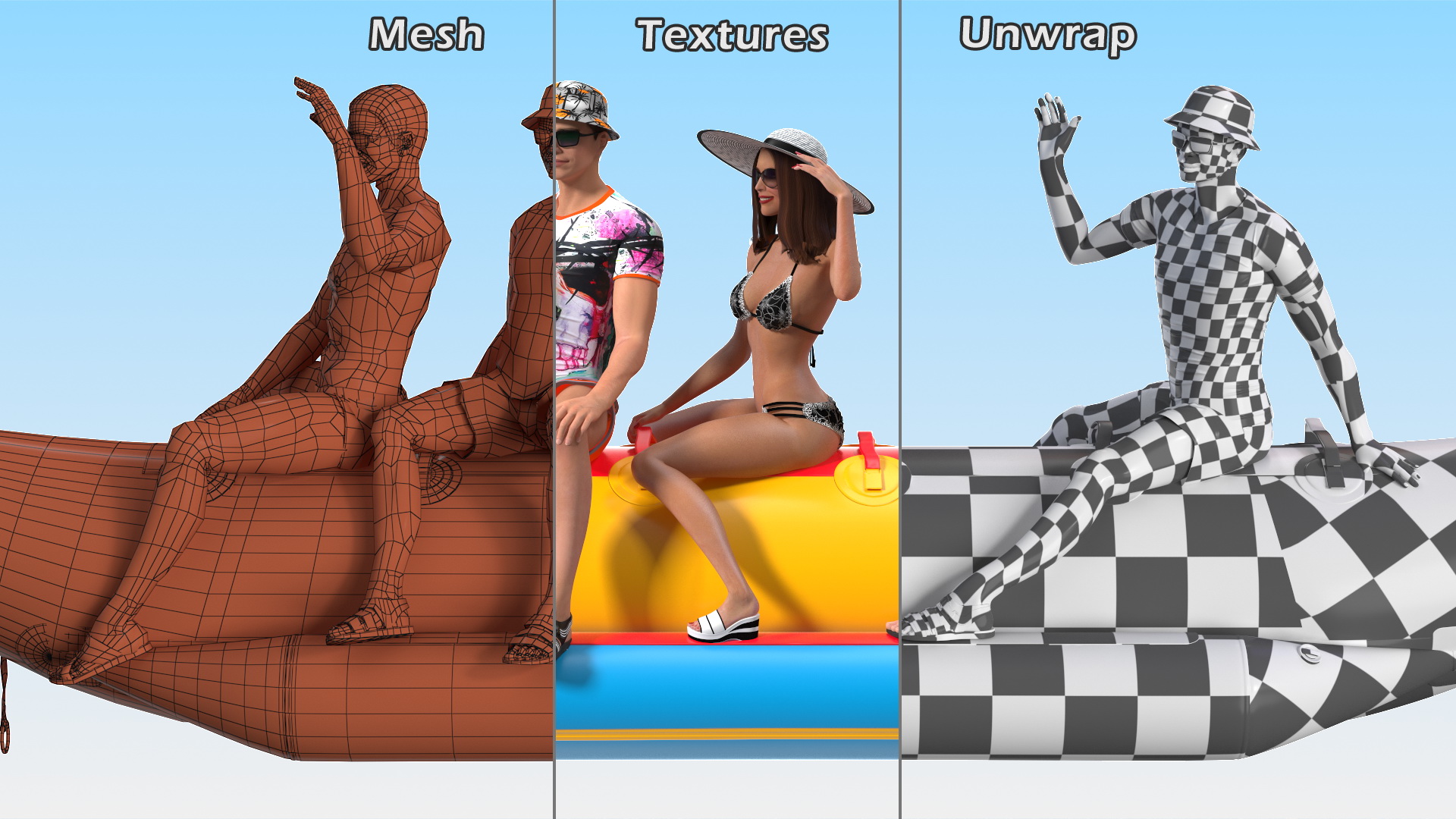 3D Banana Boat With People model