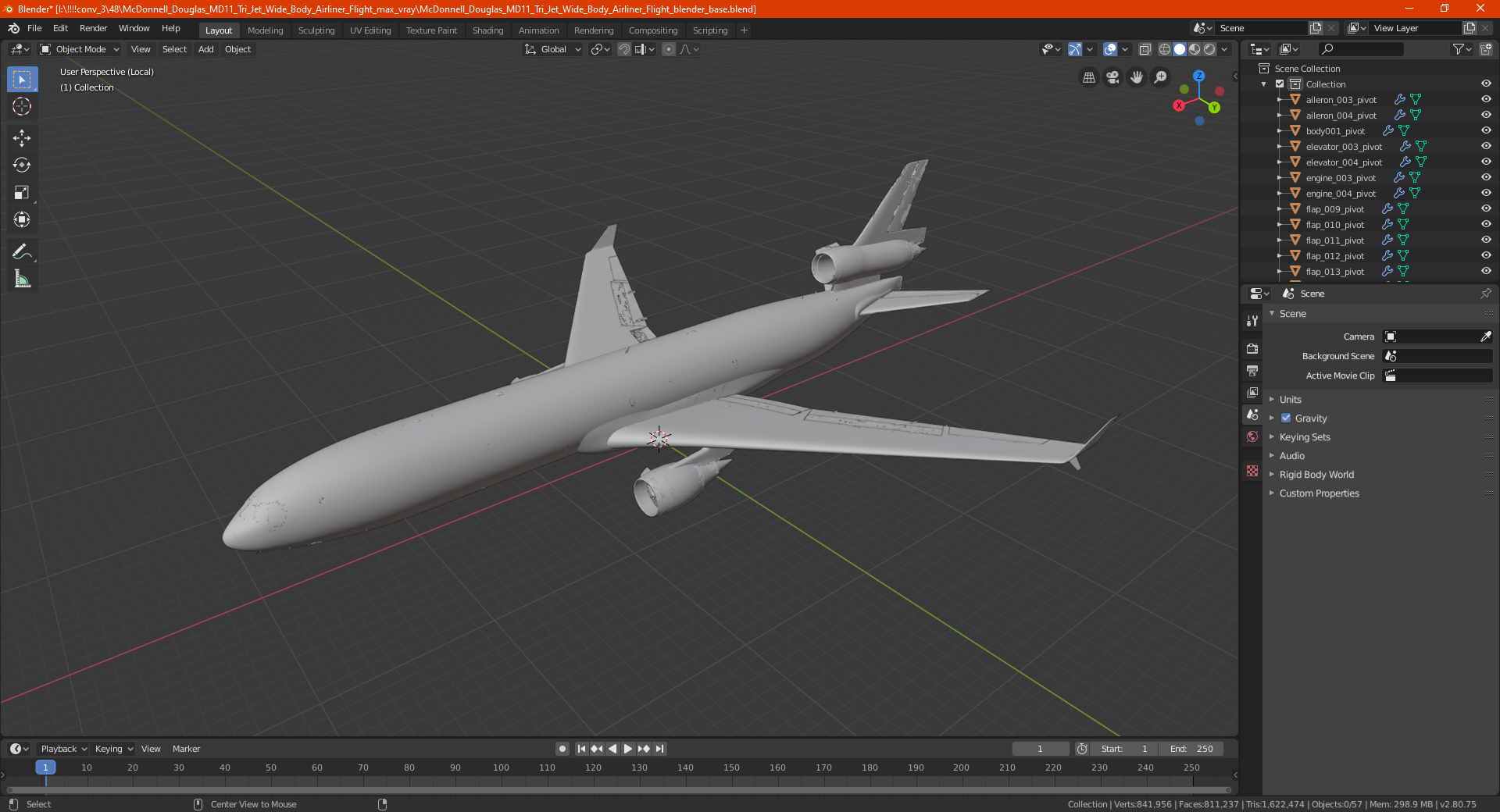 3D McDonnell Douglas MD11 Tri Jet Wide Body Airliner Flight