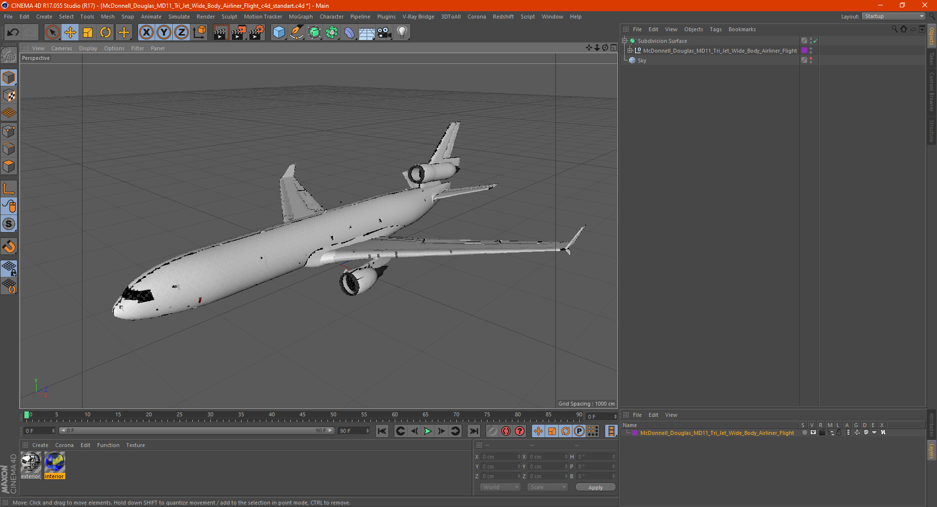 3D McDonnell Douglas MD11 Tri Jet Wide Body Airliner Flight