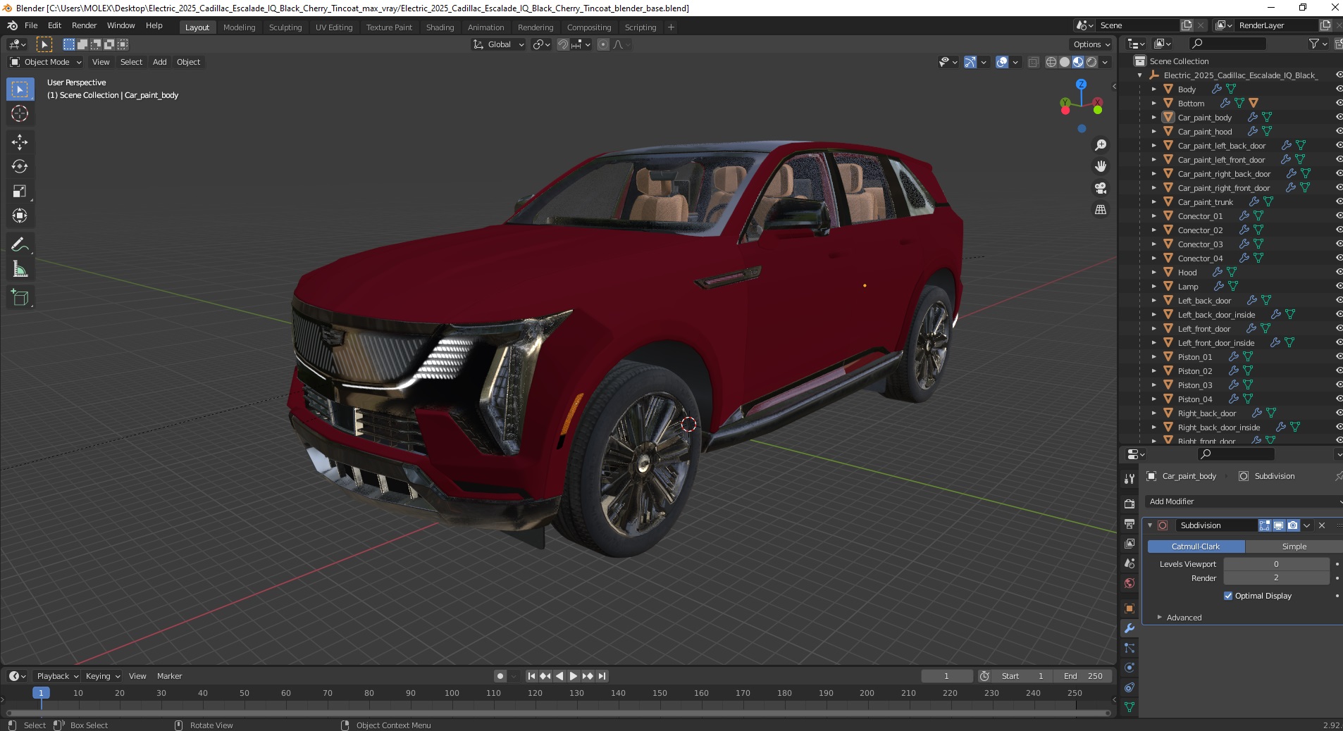 3D model Electric 2025 Cadillac Escalade IQ Black Cherry Tincoat
