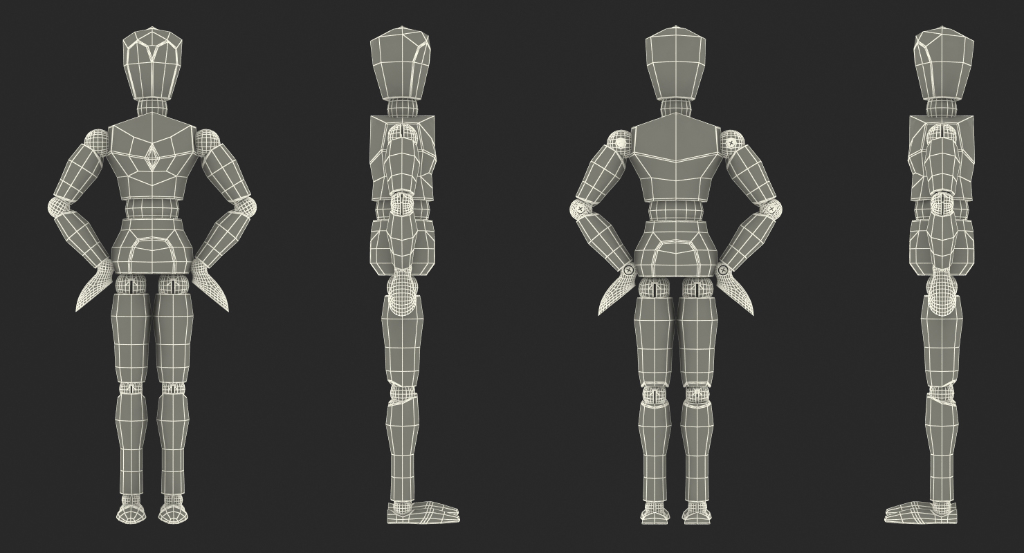 Wooden Dummy Toy Neutral Pose 3D model