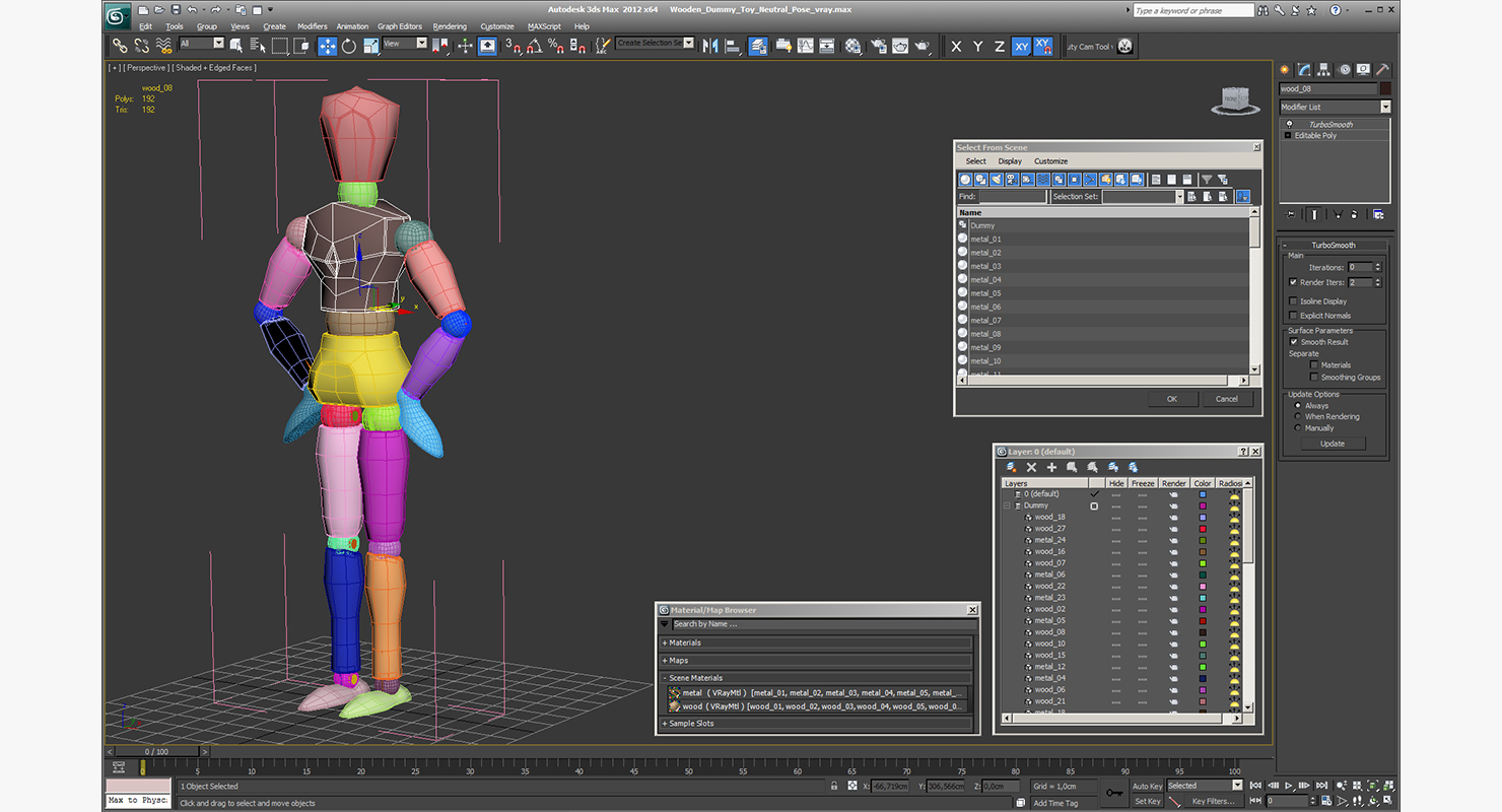 Wooden Dummy Toy Neutral Pose 3D model
