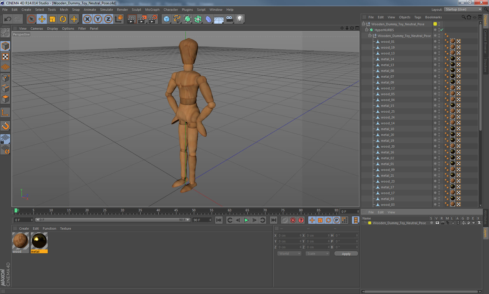 Wooden Dummy Toy Neutral Pose 3D model
