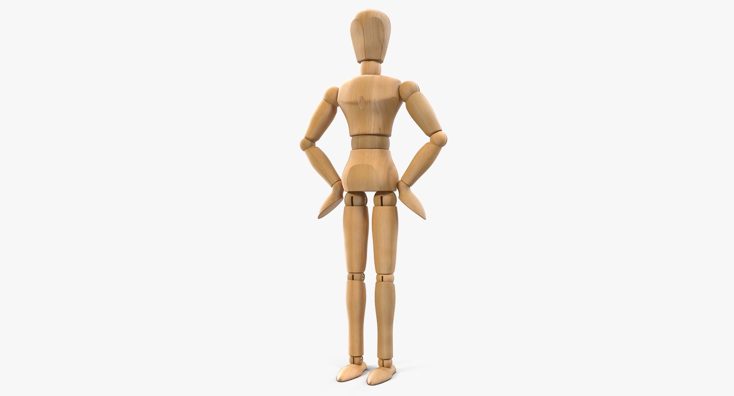 Wooden Dummy Toy Neutral Pose 3D model