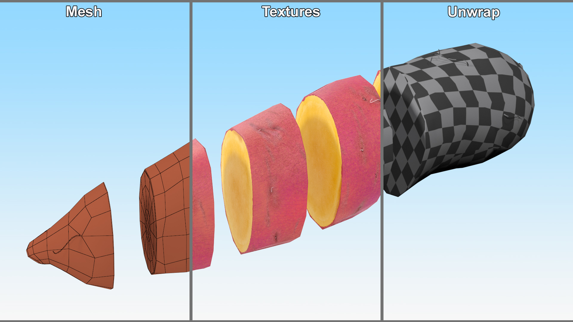 3D model Sweet Potato Red Cut