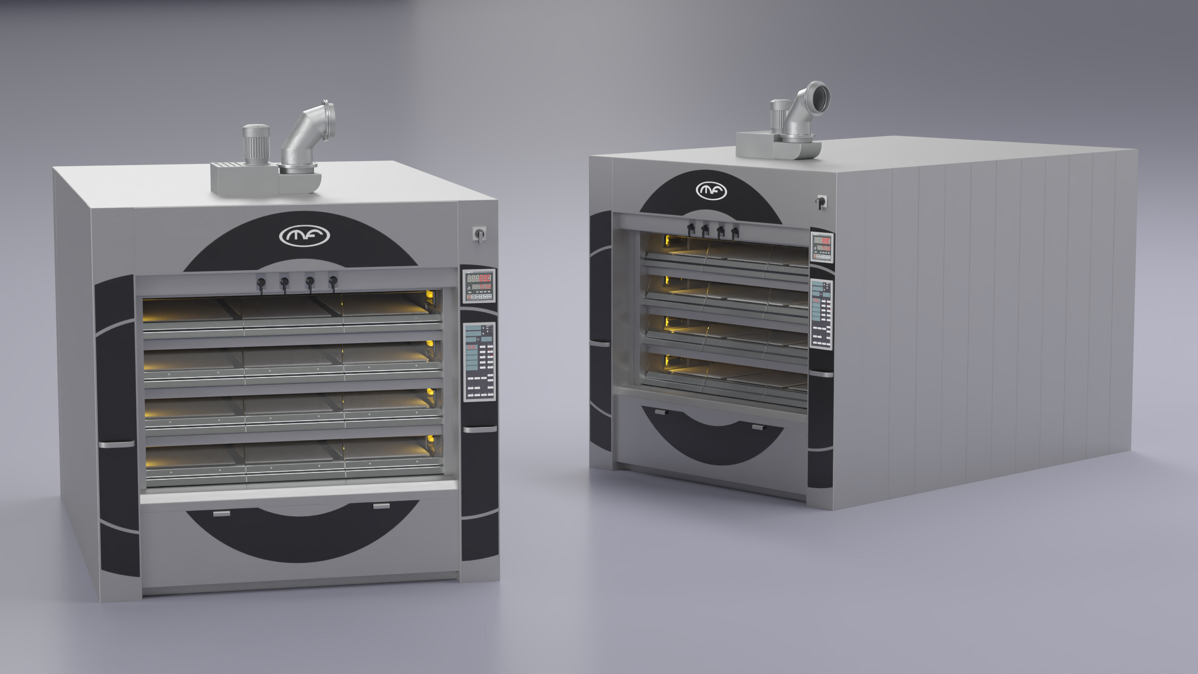 3D Steam Bakery Oven Mondial Forni Lights On