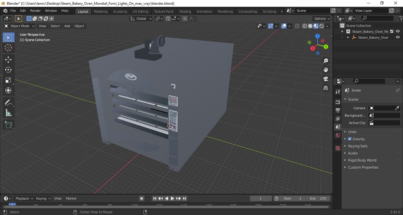 3D Steam Bakery Oven Mondial Forni Lights On