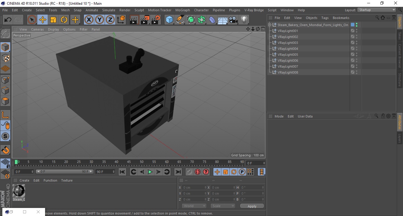 3D Steam Bakery Oven Mondial Forni Lights On
