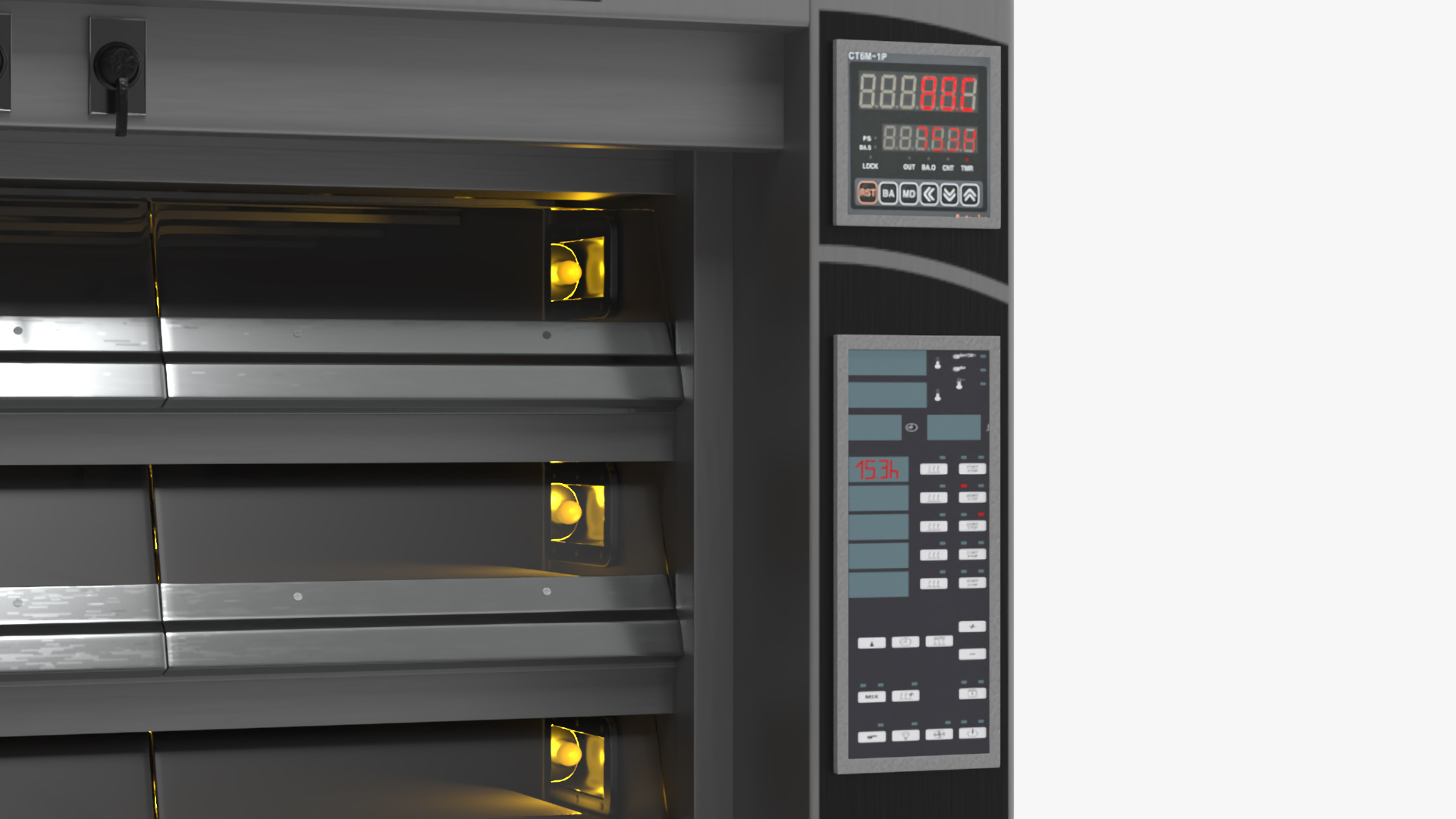 3D Steam Bakery Oven Mondial Forni Lights On