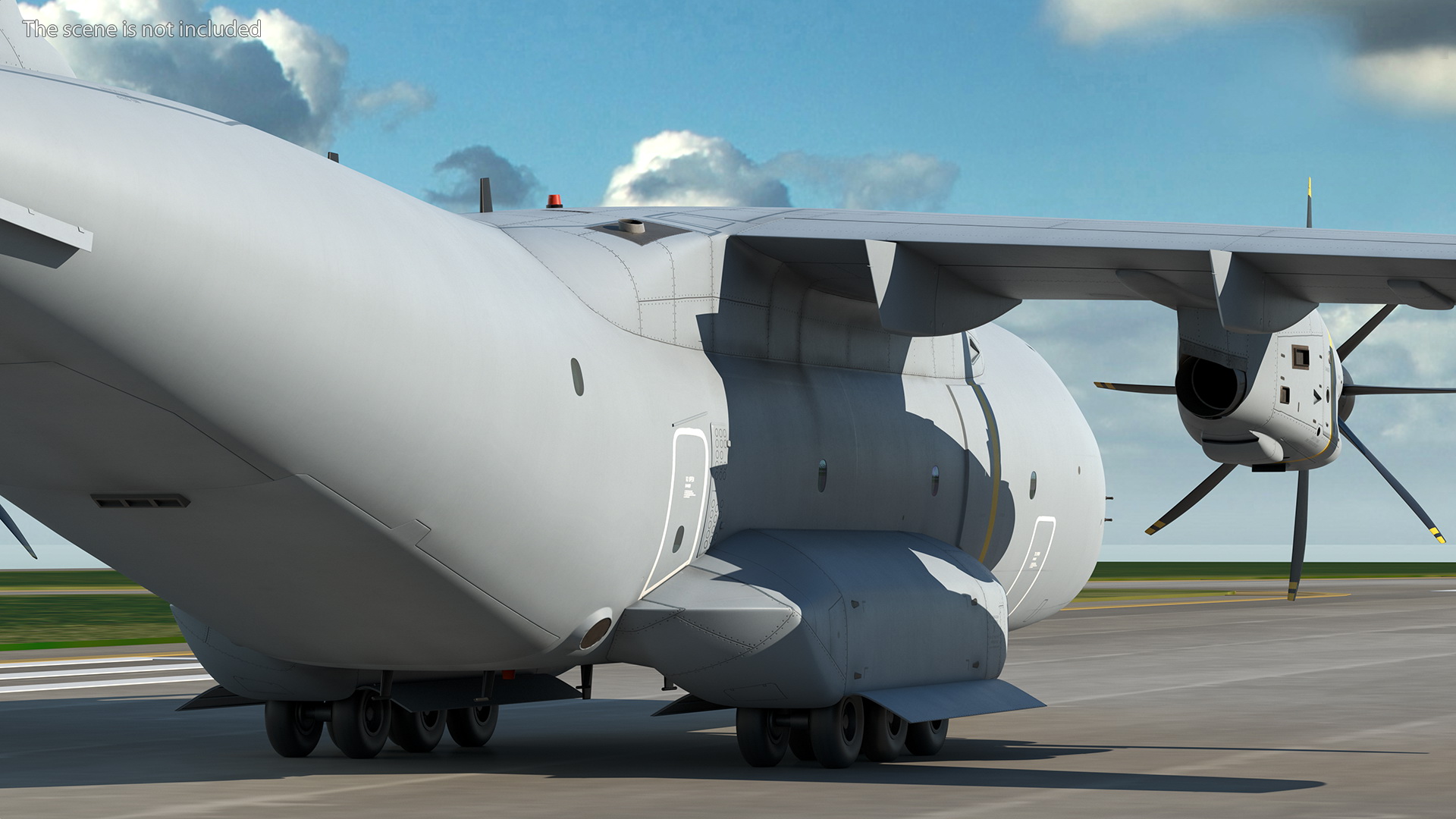 Airport Runway With Airbus A400M Atlas Military Transport 3D
