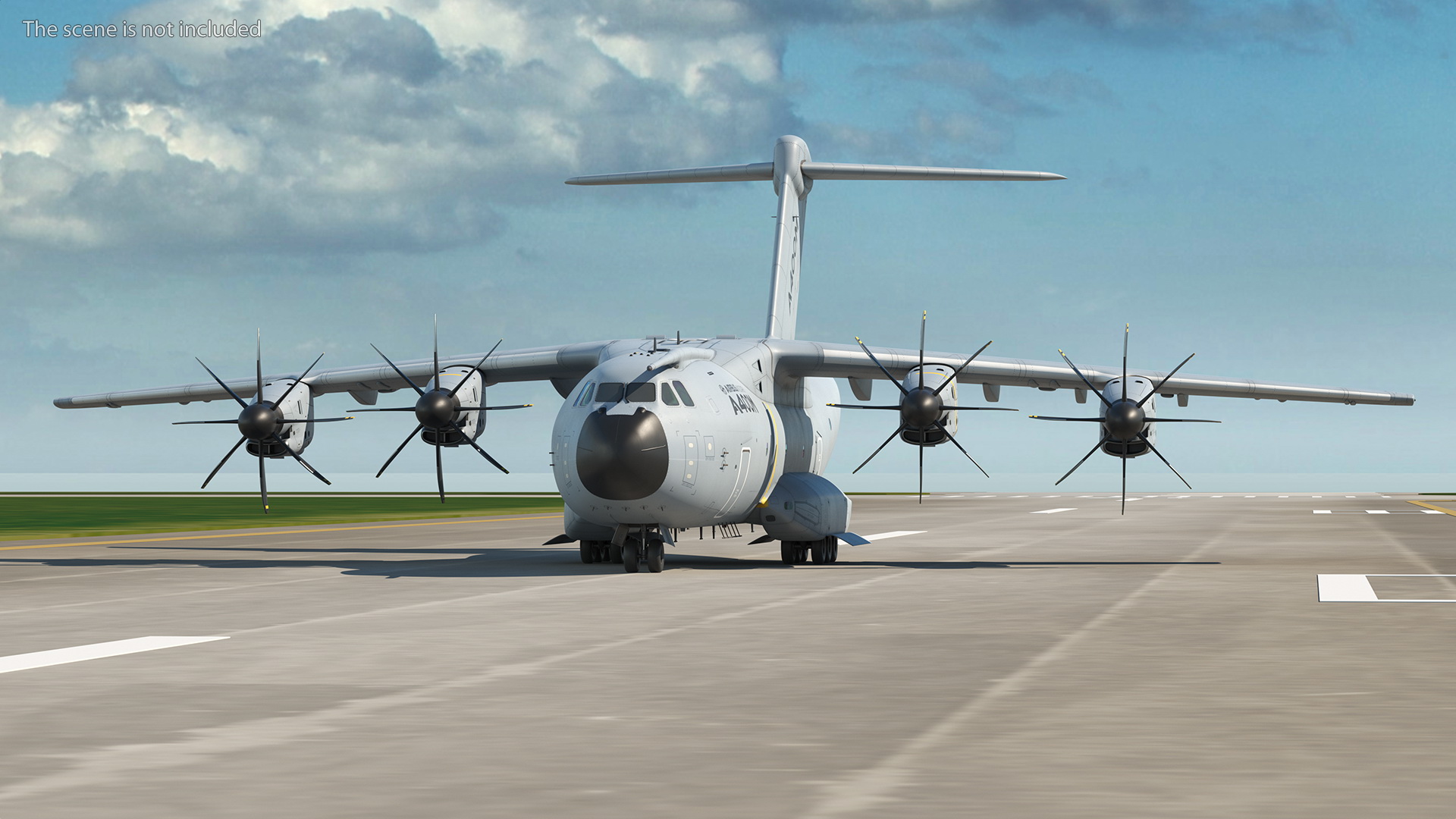 Airport Runway With Airbus A400M Atlas Military Transport 3D