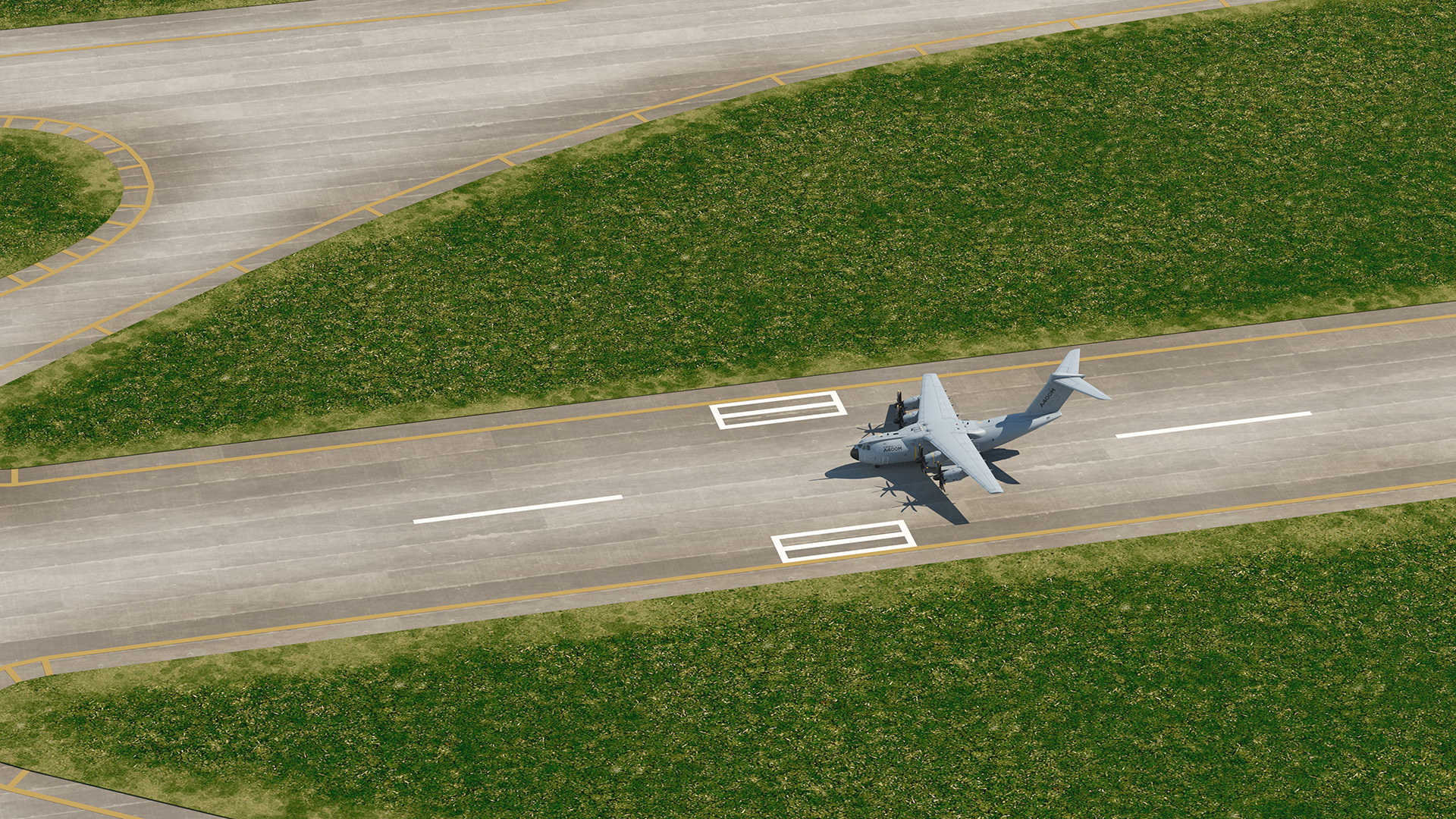 Airport Runway With Airbus A400M Atlas Military Transport 3D