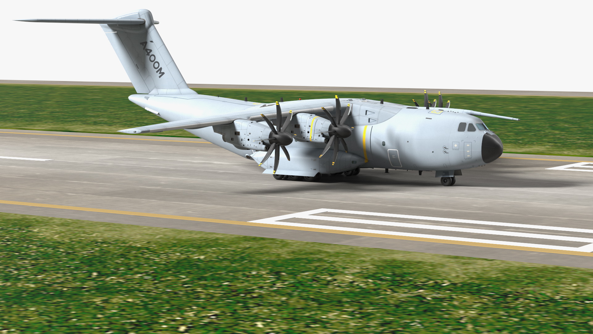 Airport Runway With Airbus A400M Atlas Military Transport 3D