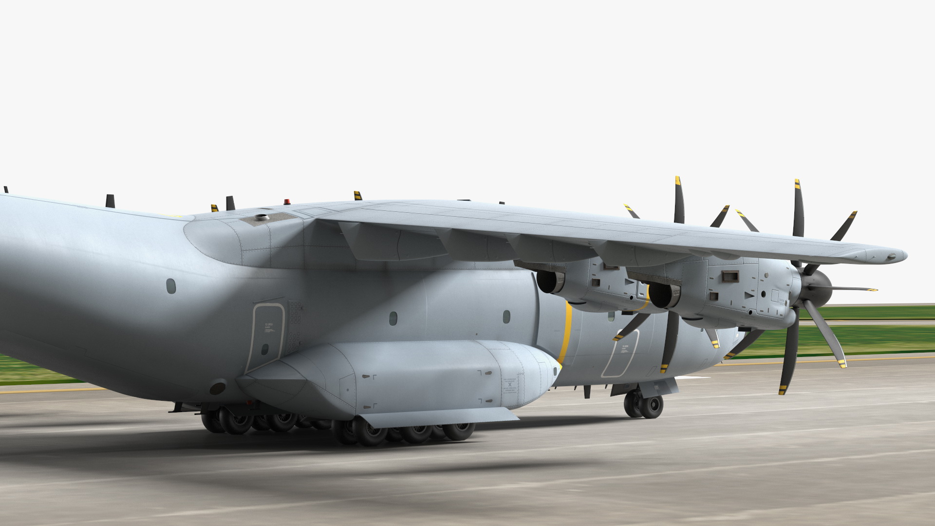 Airport Runway With Airbus A400M Atlas Military Transport 3D