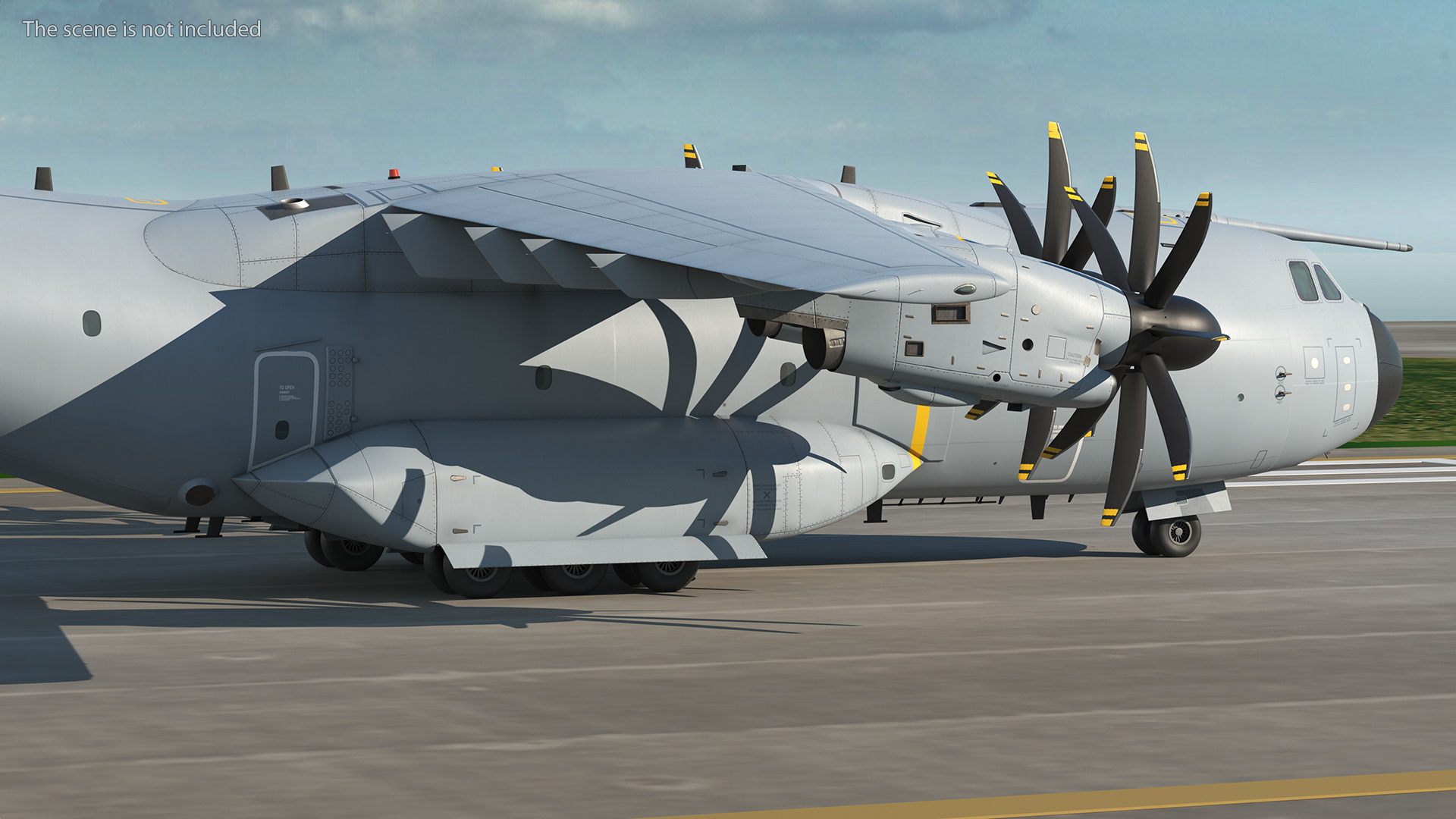 Airport Runway With Airbus A400M Atlas Military Transport 3D