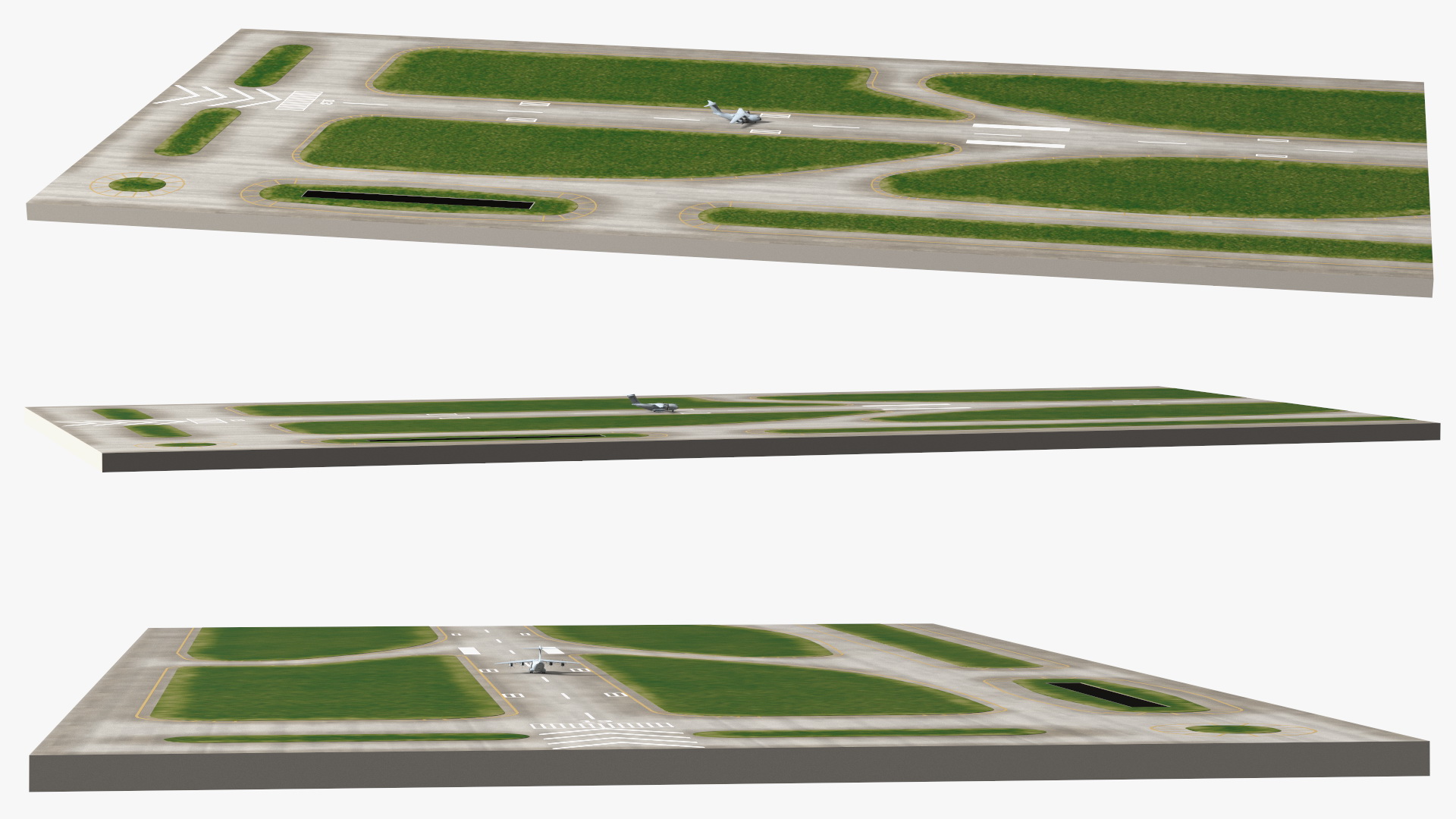 Airport Runway With Airbus A400M Atlas Military Transport 3D