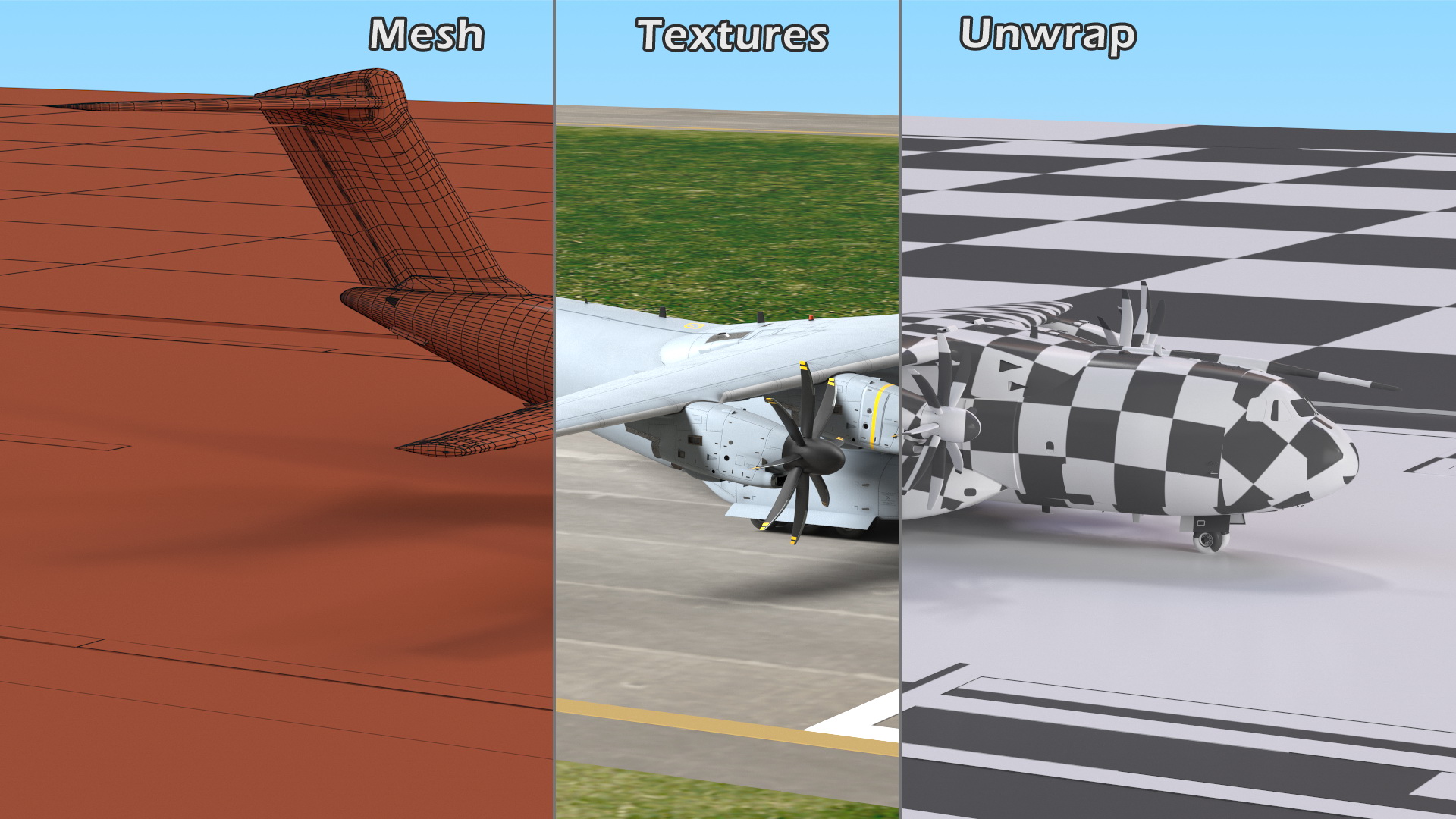 Airport Runway With Airbus A400M Atlas Military Transport 3D