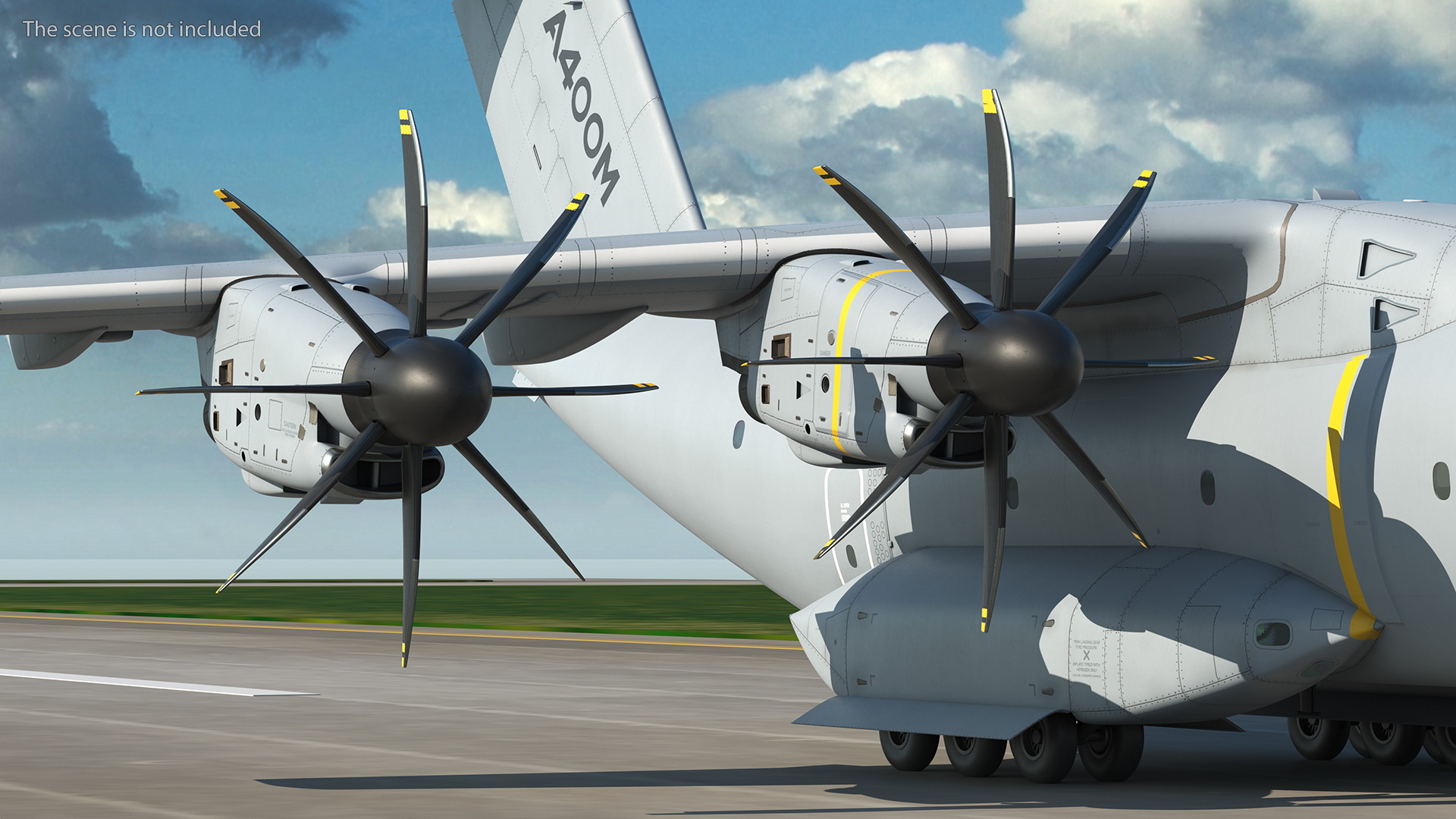 Airport Runway With Airbus A400M Atlas Military Transport 3D