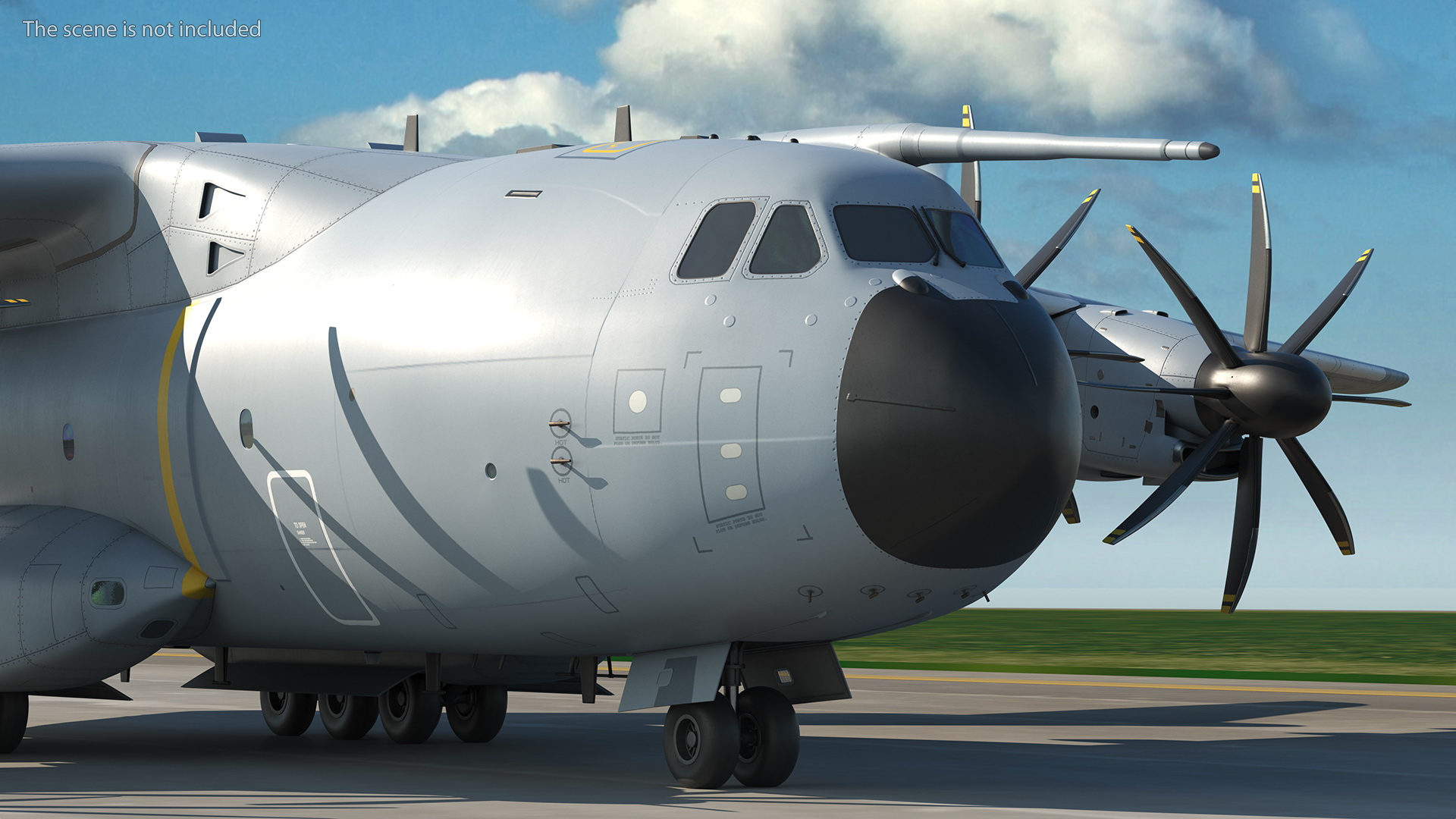 Airport Runway With Airbus A400M Atlas Military Transport 3D