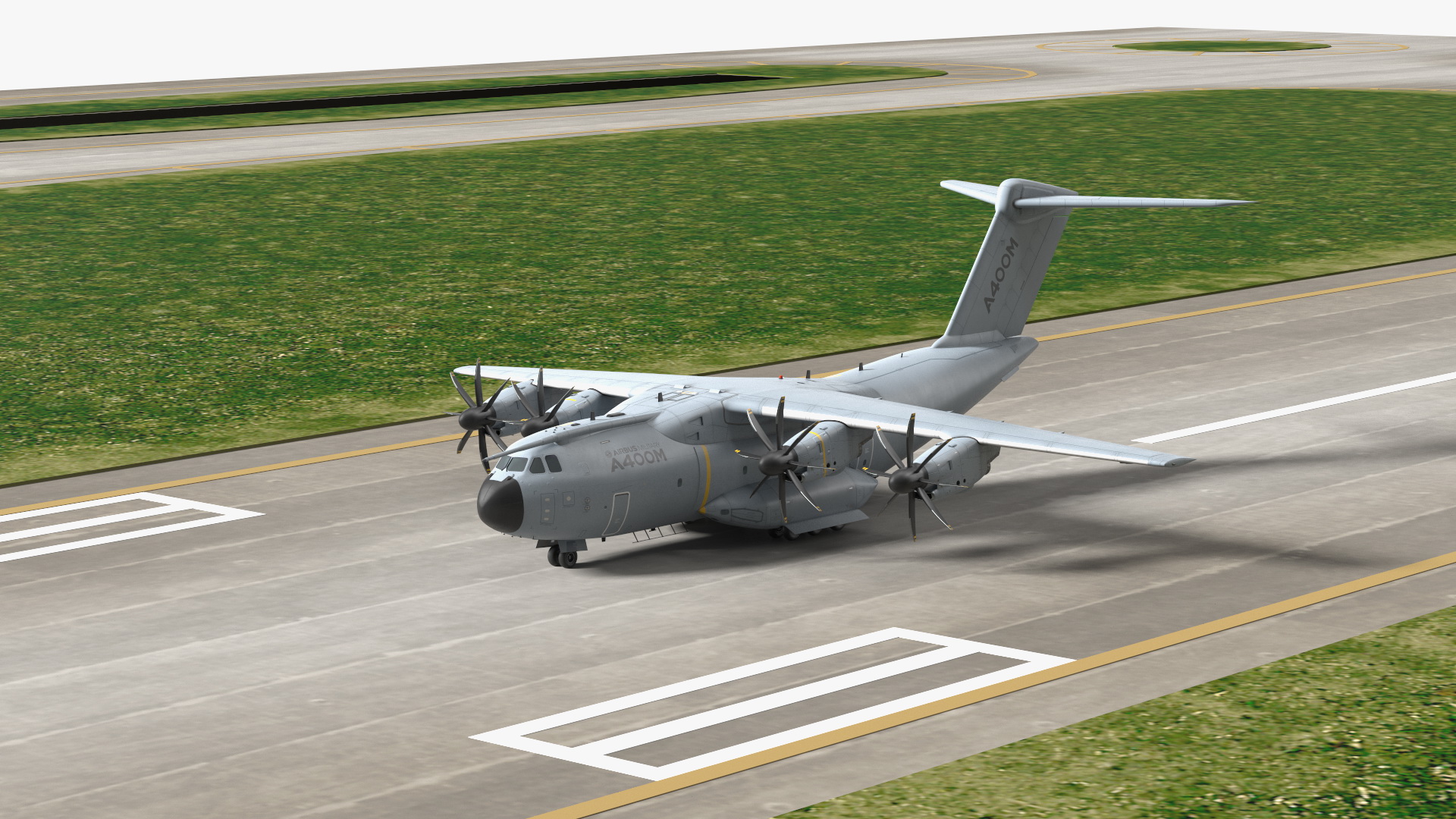 Airport Runway With Airbus A400M Atlas Military Transport 3D