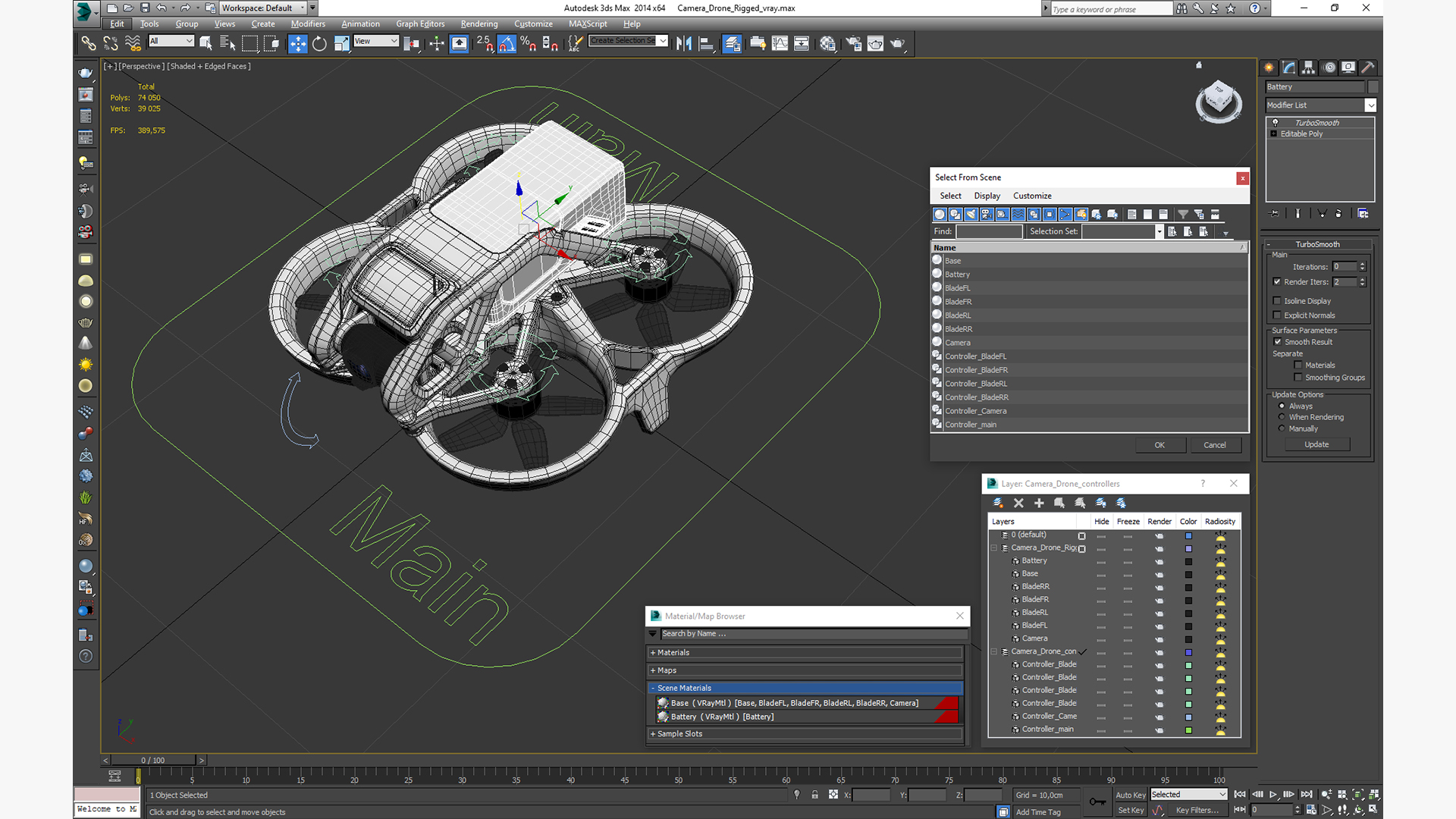 Camera Drone Rigged 3D model