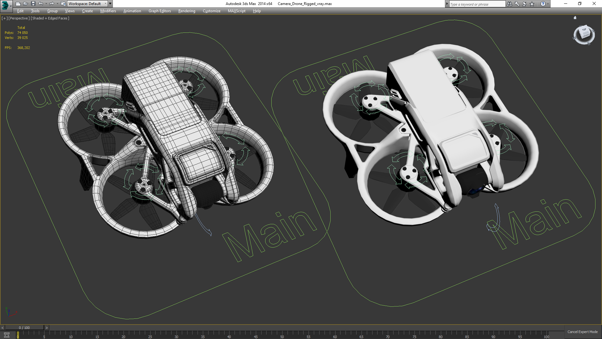 Camera Drone Rigged 3D model