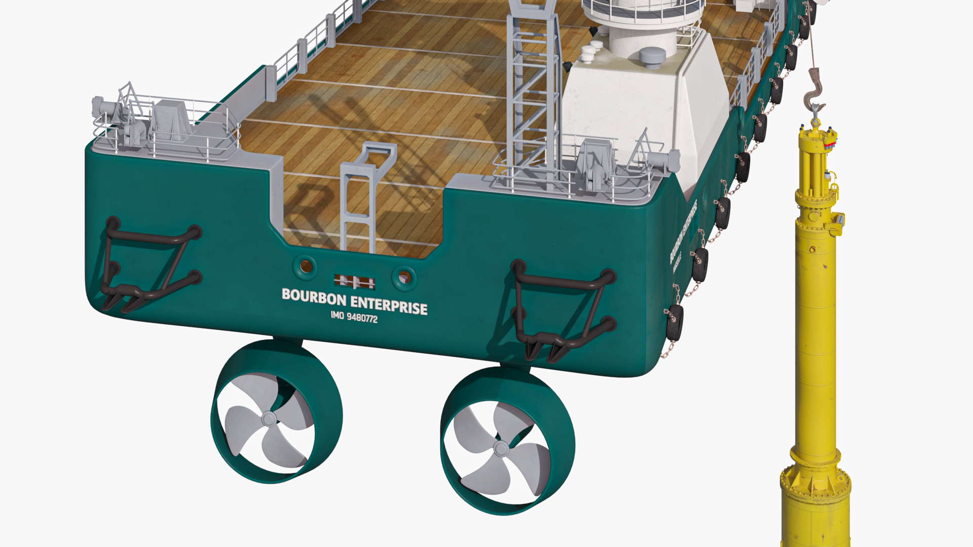 Construction Vessel and Marine Hydraulic Pile Hammer 3D