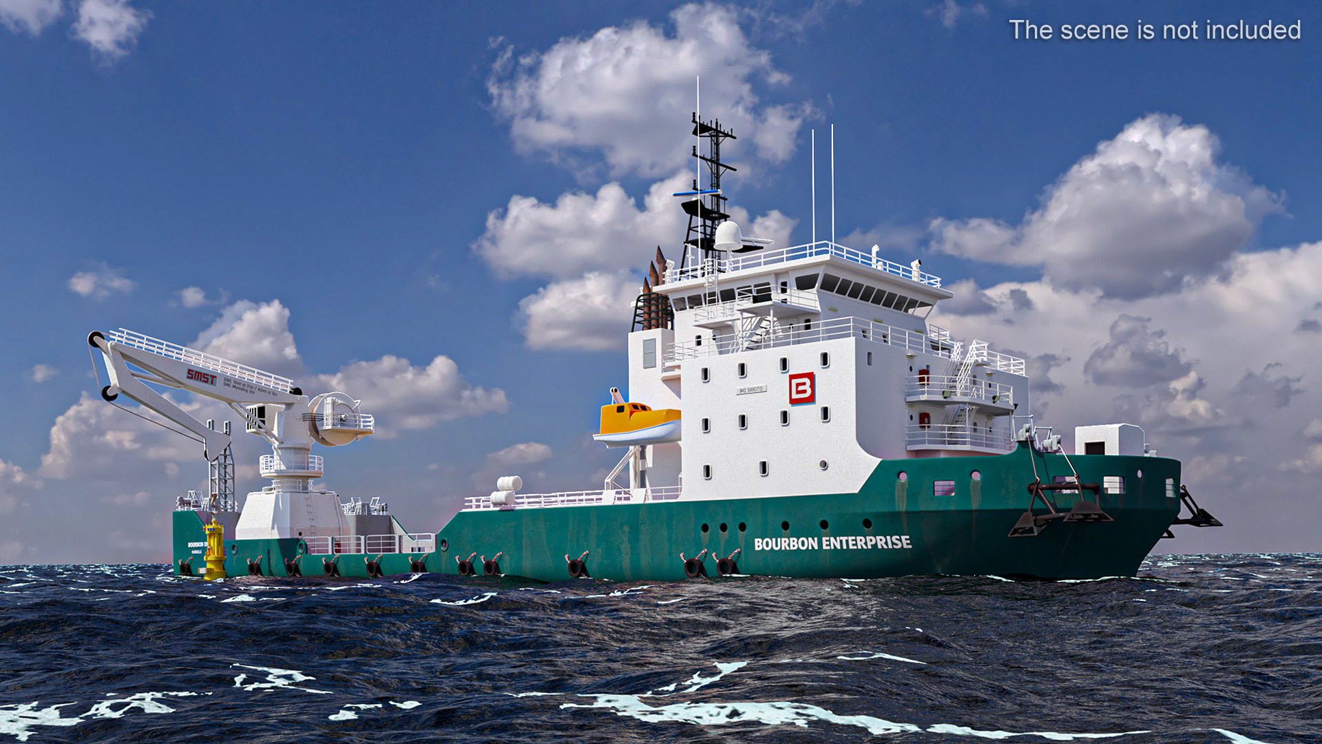 Construction Vessel and Marine Hydraulic Pile Hammer 3D