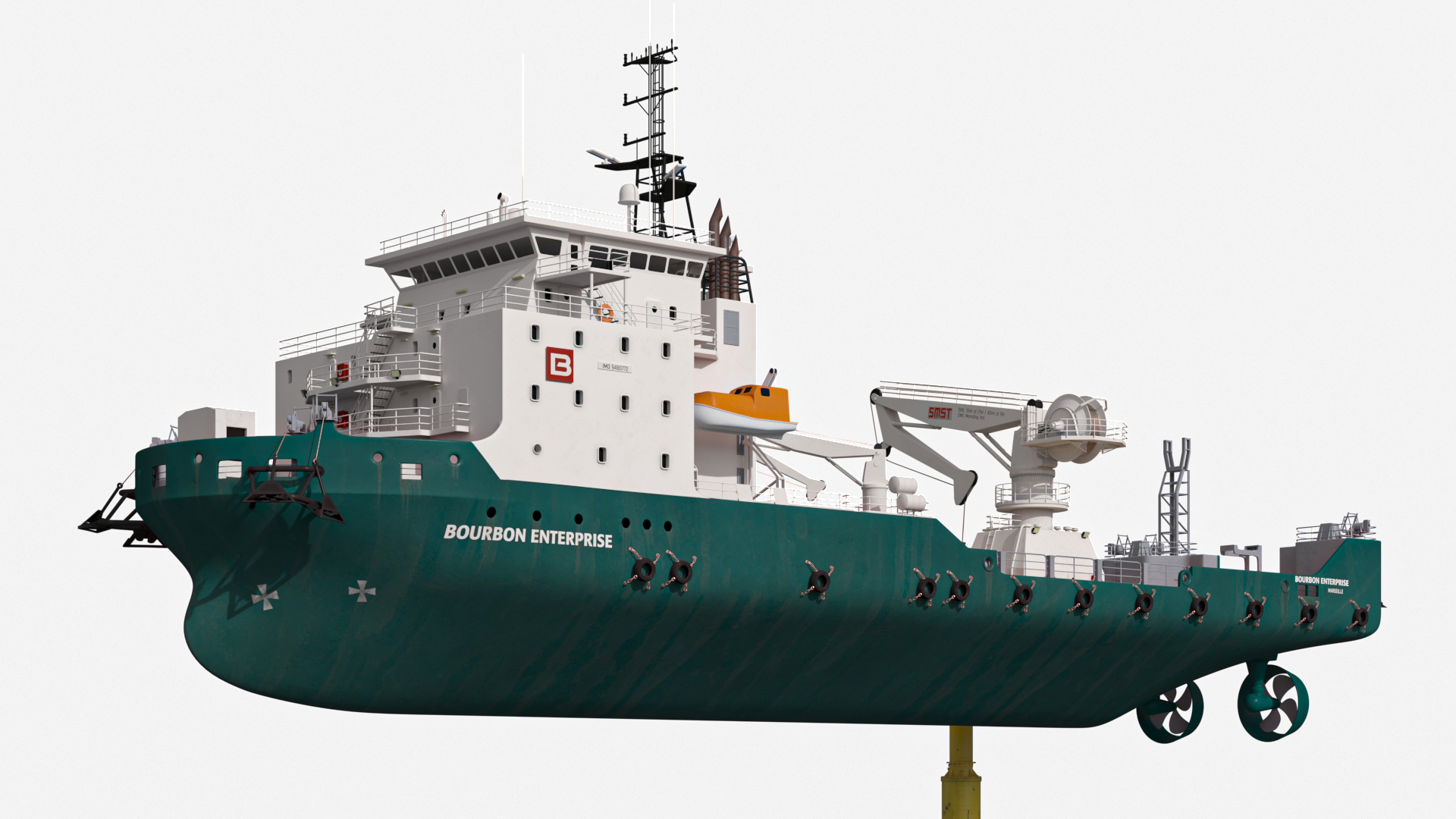 Construction Vessel and Marine Hydraulic Pile Hammer 3D