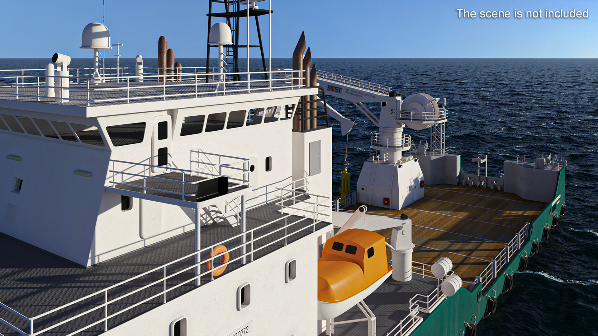 Construction Vessel and Marine Hydraulic Pile Hammer 3D