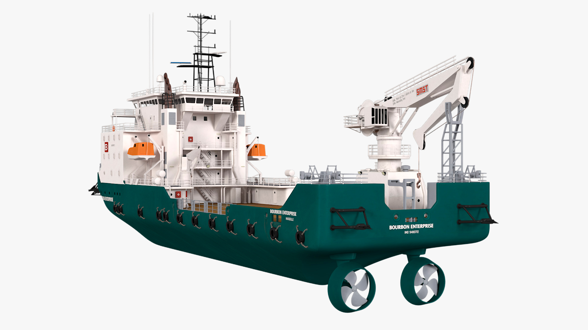Construction Vessel and Marine Hydraulic Pile Hammer 3D