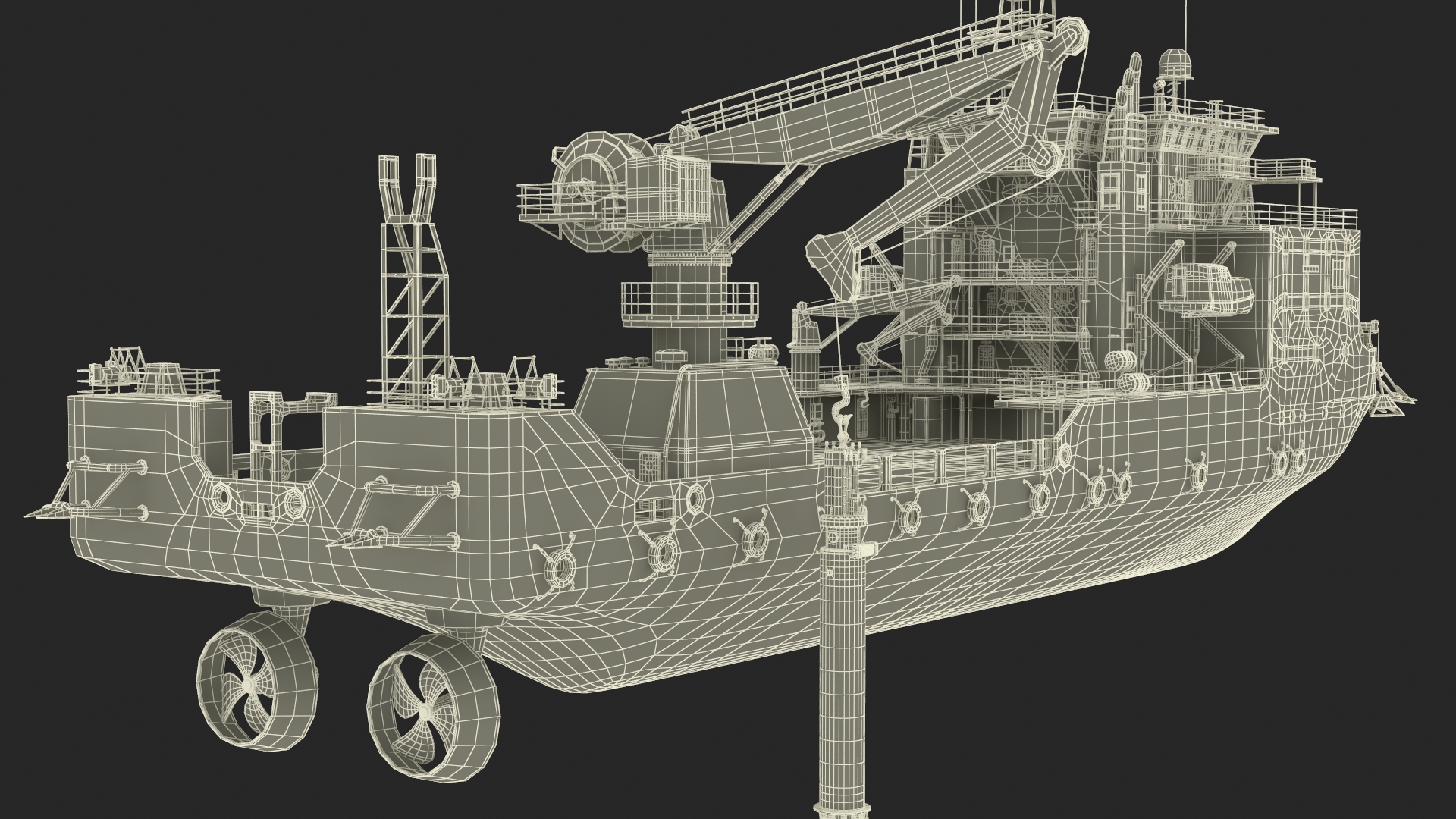 Construction Vessel and Marine Hydraulic Pile Hammer 3D